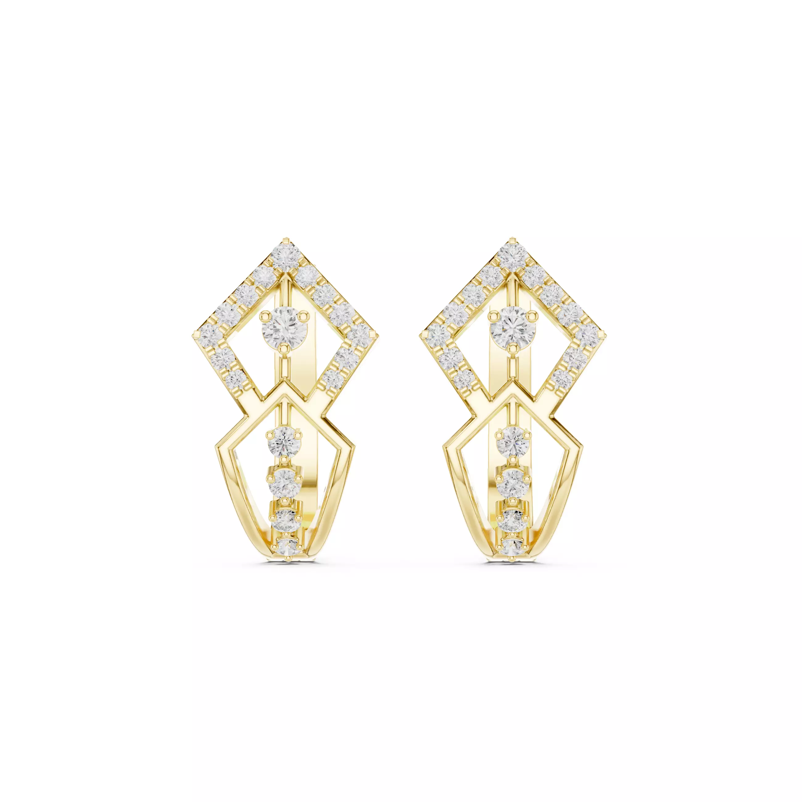 New Design Round Cut Diamond Earring 3DM STL Video 3D print model_1