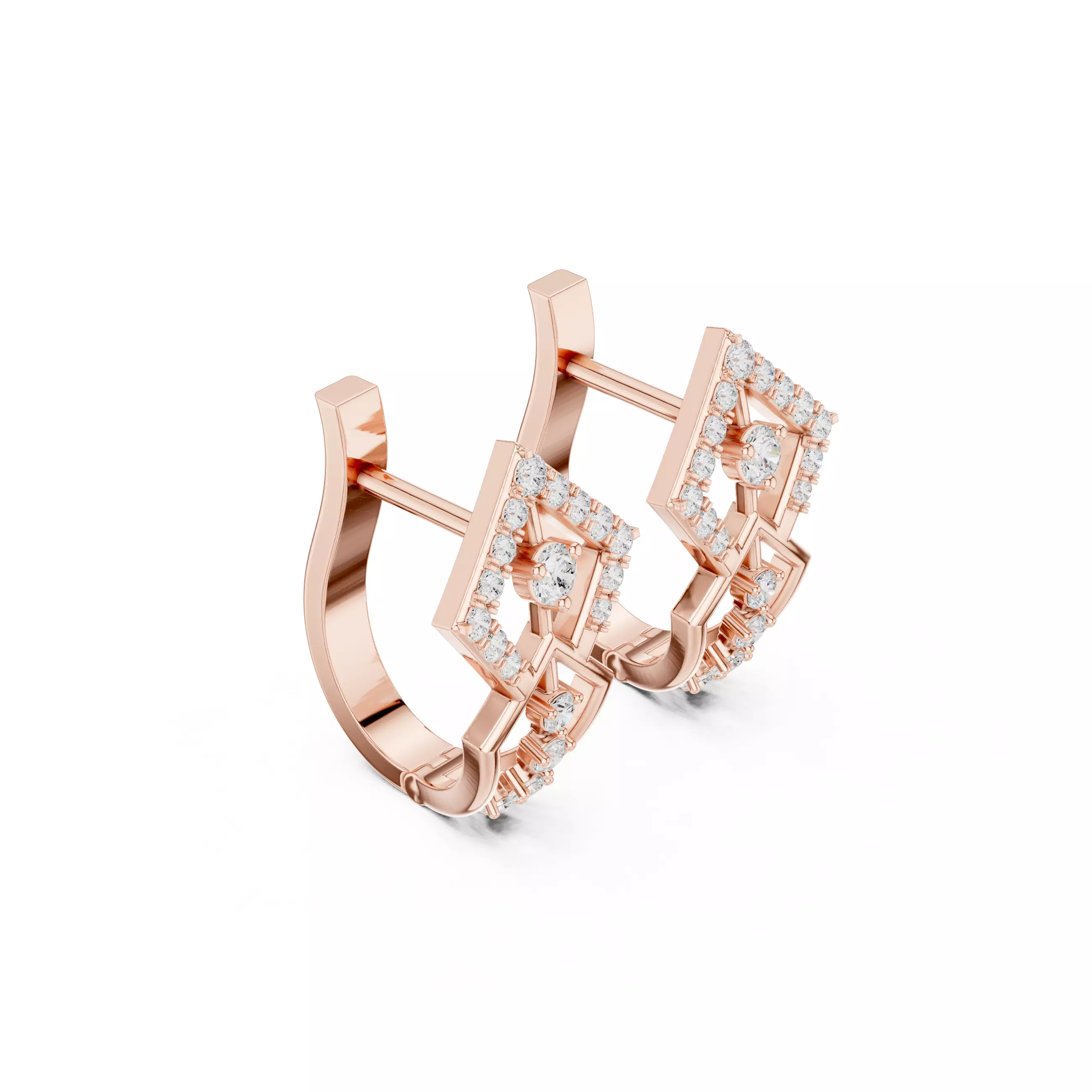 New Design Round Cut Diamond Earring 3DM STL Video 3D print model_3