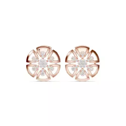 Round Cut Diamond Leaf Earring 3DM STL Video