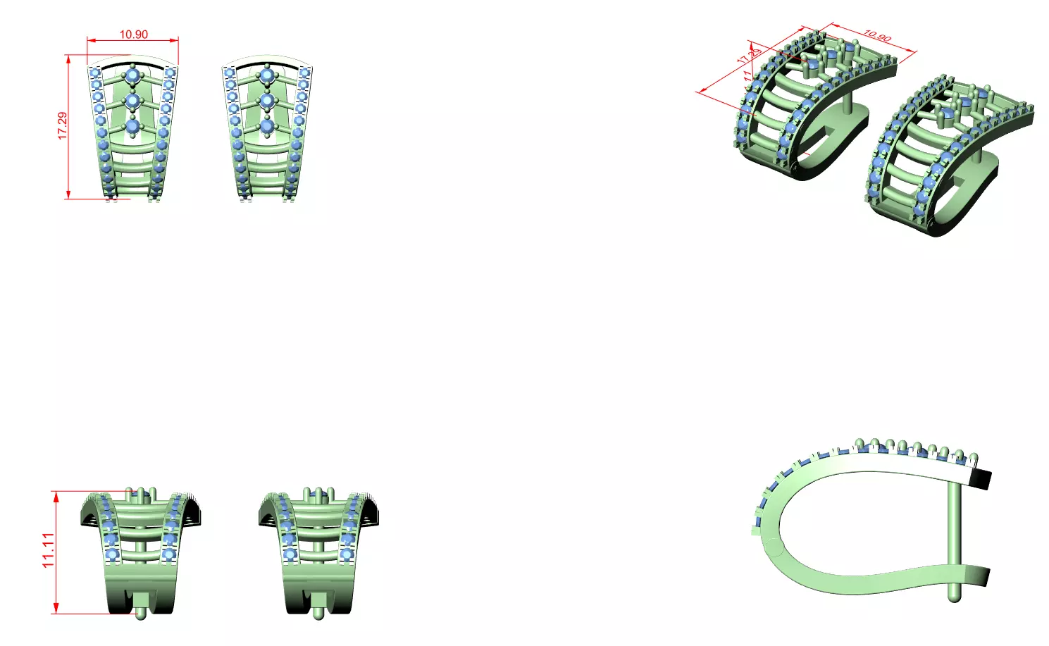 New Design Round Cut Diamond Earring 3DM STL Video 3D print model_12