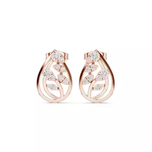 Nature inspired Round Cut Diamond Earring 3DM STL Video