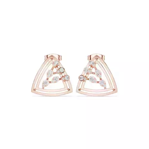 Round Cut Diamond Triangle Stud Earring 3DM STL Video