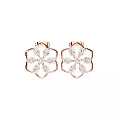 Round Cut Diamond Flower Stud Earring 3DM STL Video