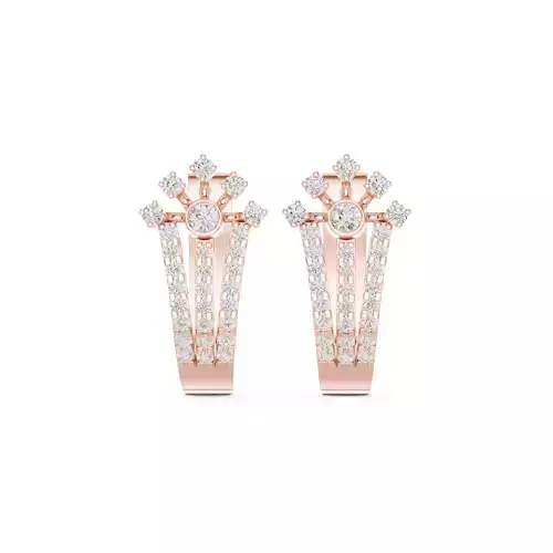 Bezel Set Round Cut Diamond Floral Earring 3DM STL Video 3D print model