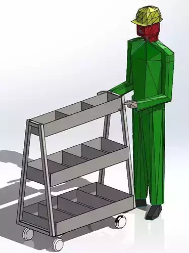 Trolley cart carrying assembly materials