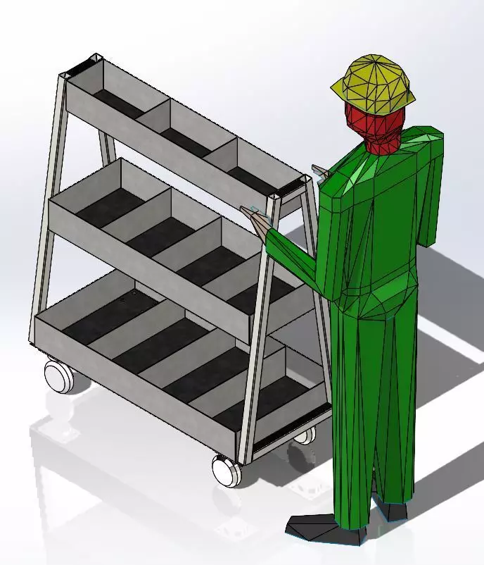 Trolley cart carrying assembly materials 3D model_1