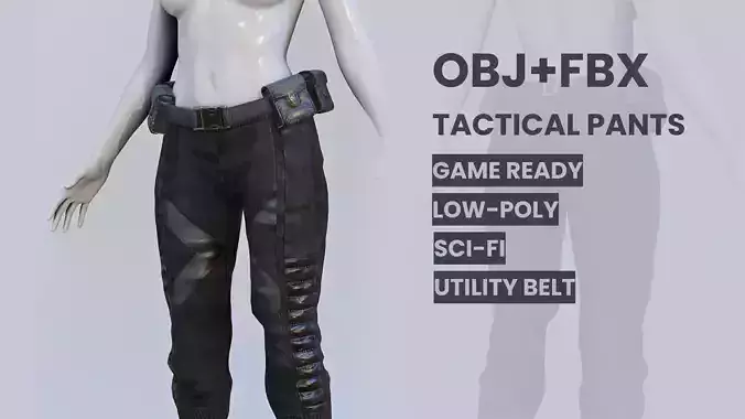 Tactical Pants Game ready  Low-poly 3D model