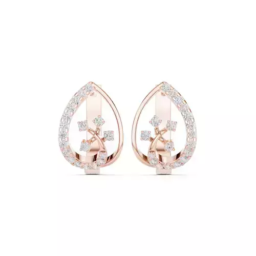 Round Cut Diamond Pear Shape Earring 3DM STL Video