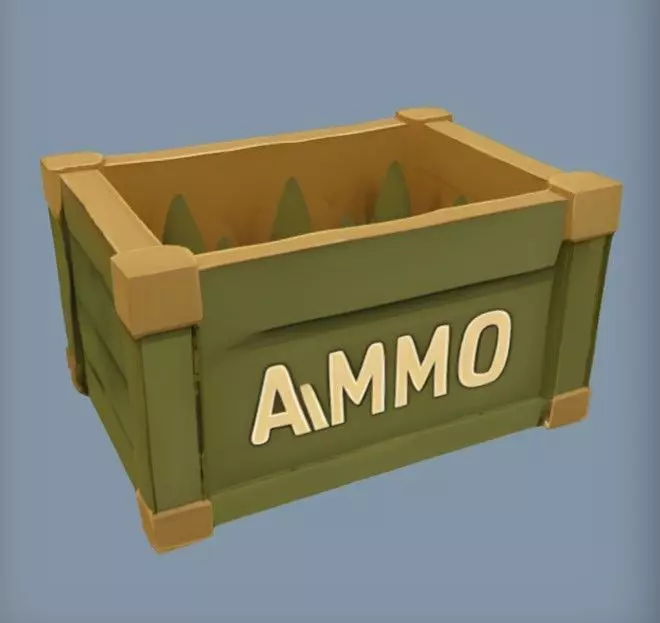 green ammo crate with bullets 3D model_0