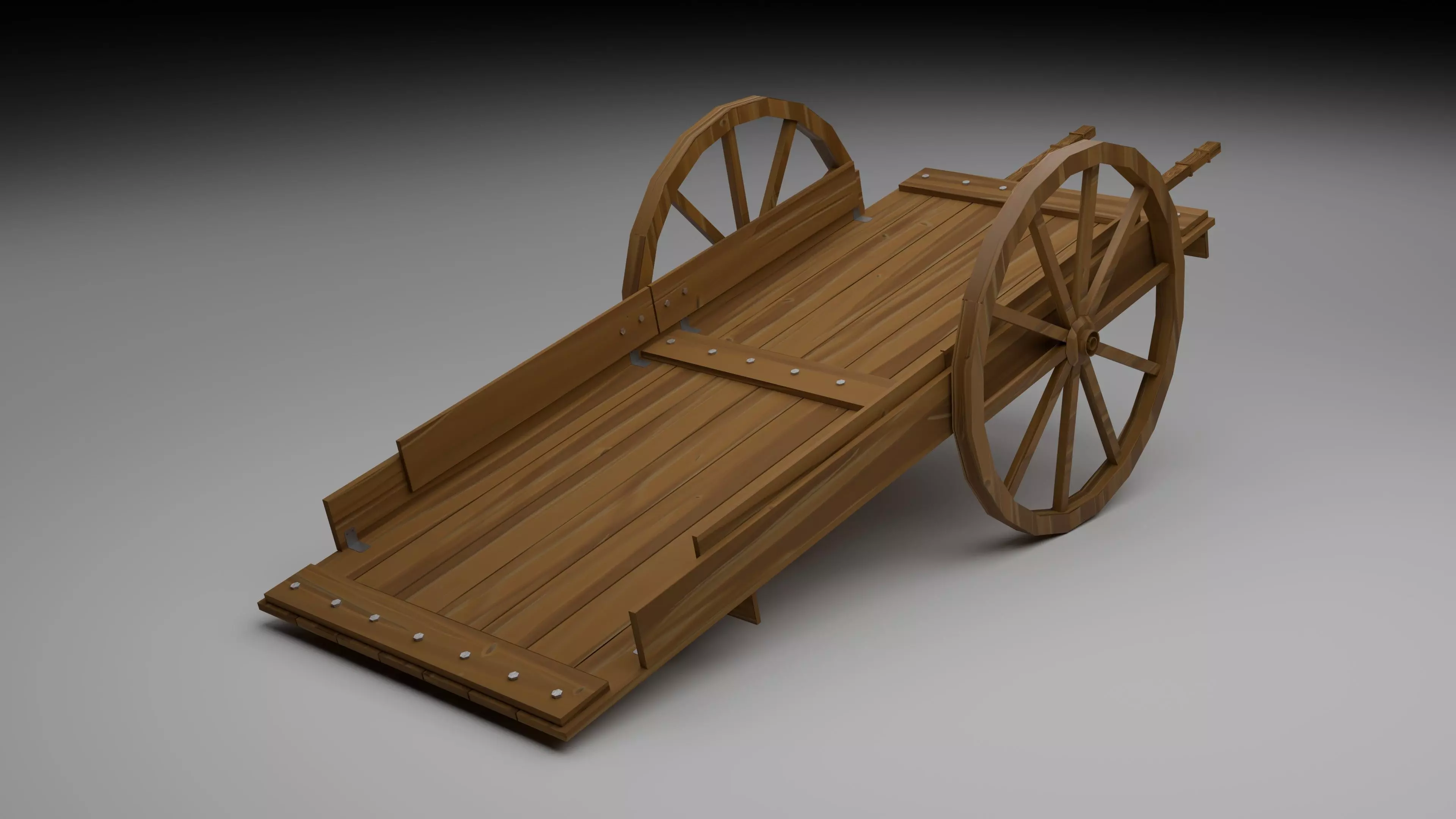 Wooden Cart Free low-poly 3D model