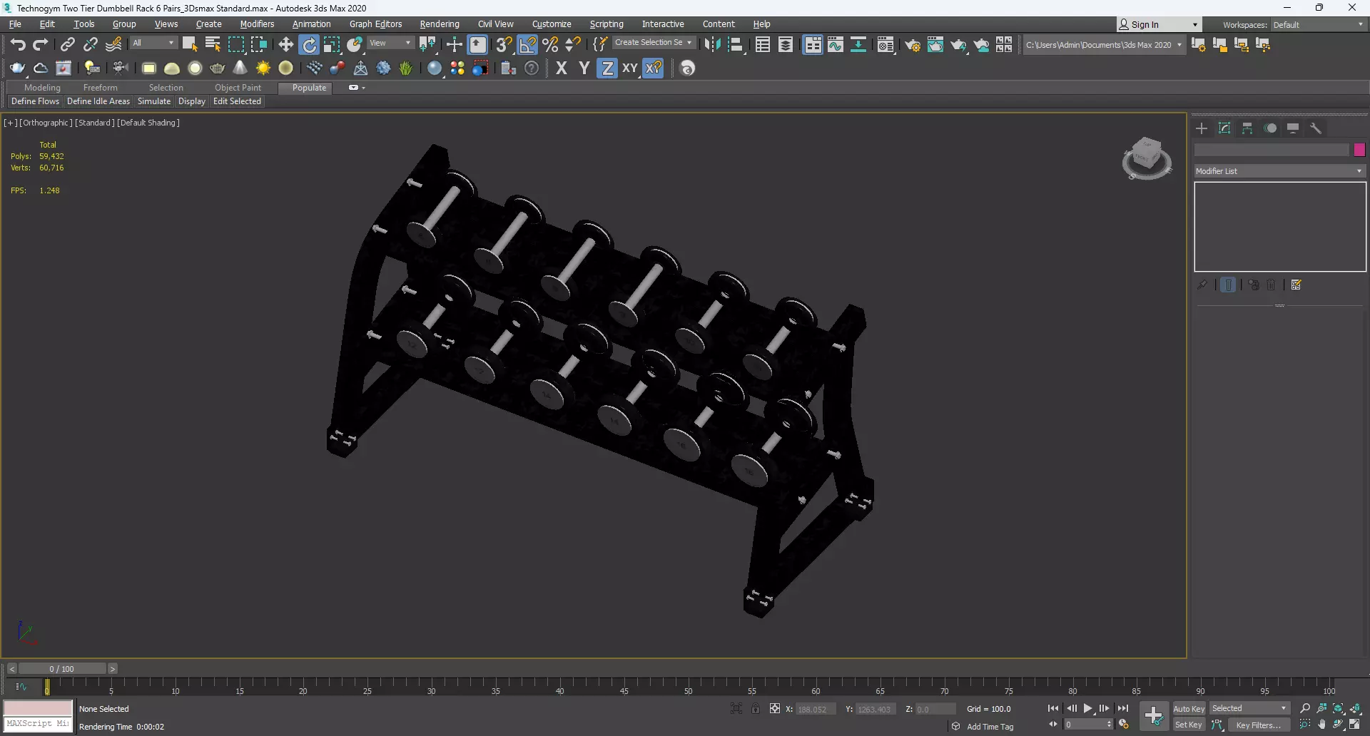 Technogym Two Tier Dumbbell Rack 6 Pairs 3D model_11