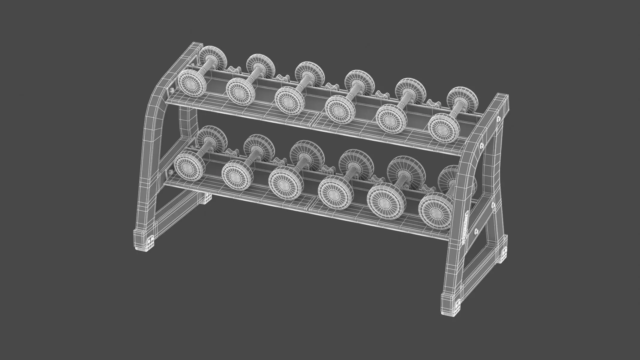 Technogym Two Tier Dumbbell Rack 6 Pairs 3D model_1