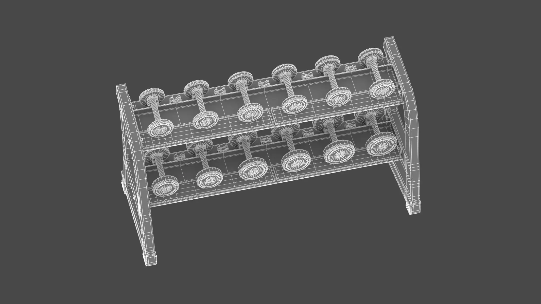 Technogym Two Tier Dumbbell Rack 6 Pairs 3D model_10