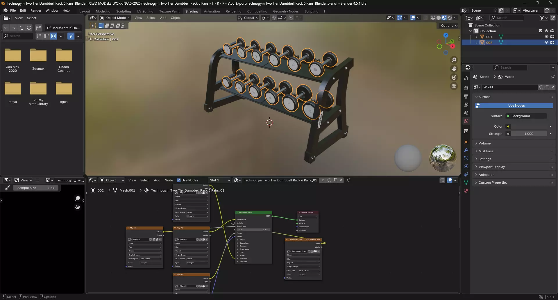 Technogym Two Tier Dumbbell Rack 6 Pairs 3D model_12