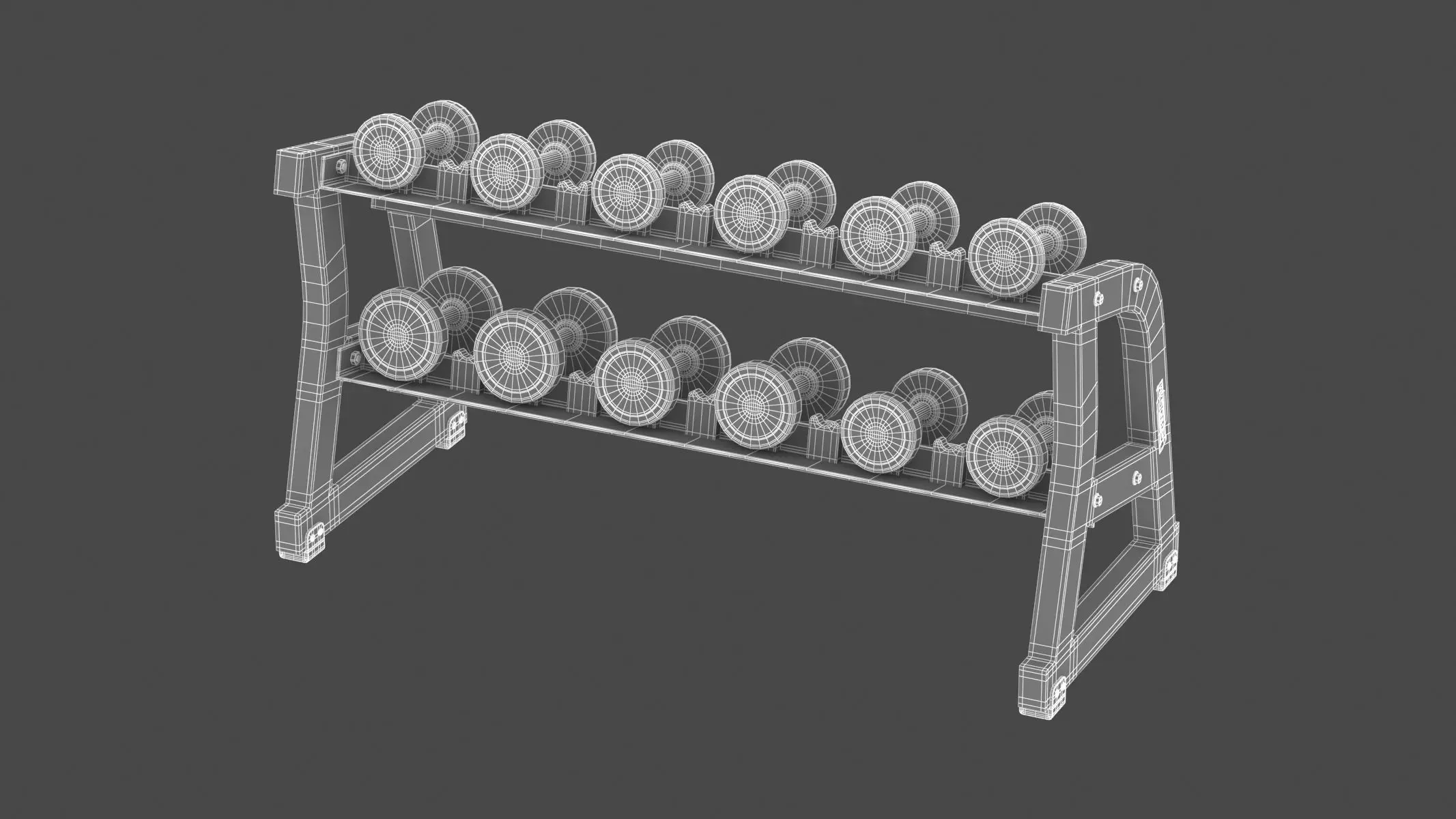 Technogym Two Tier Dumbbell Rack 6 Pairs 3D model_8