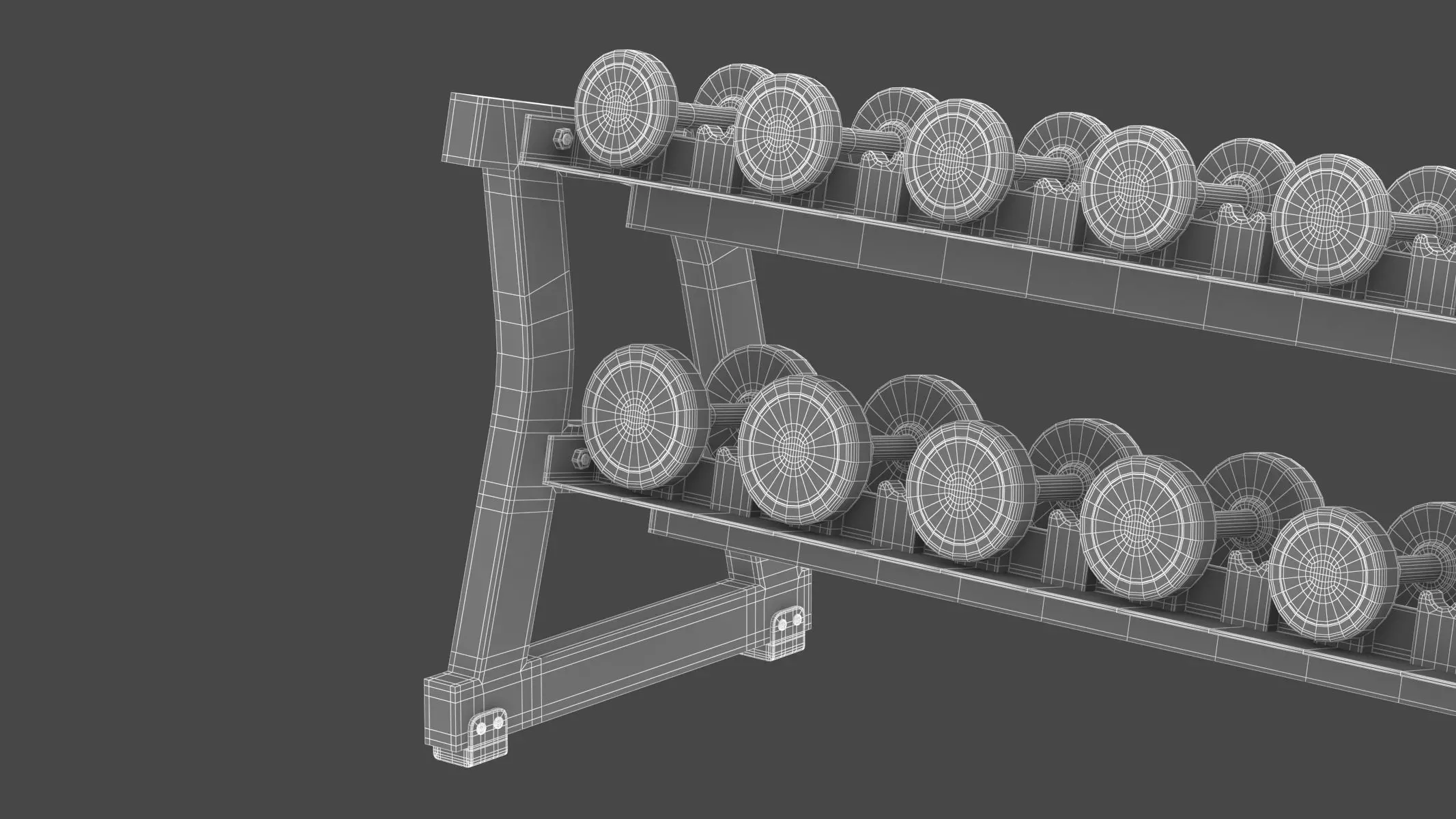 Technogym Two Tier Dumbbell Rack 6 Pairs 3D model_19