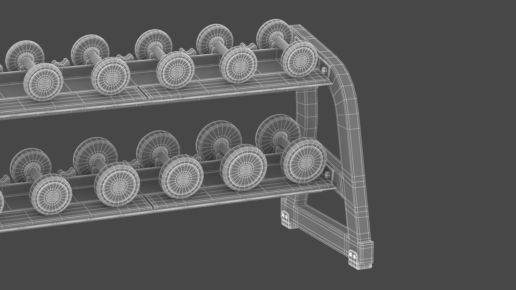 Technogym Two Tier Dumbbell Rack 6 Pairs 3D model_18