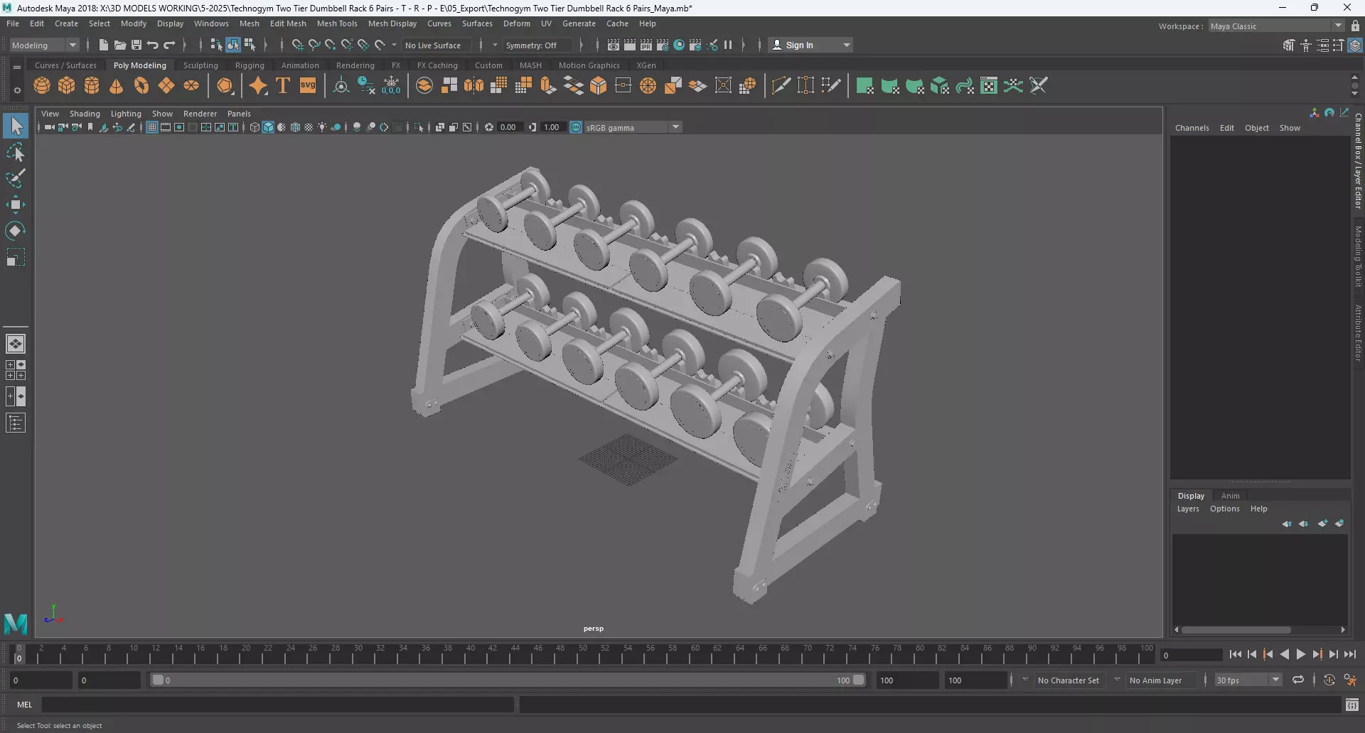 Technogym Two Tier Dumbbell Rack 6 Pairs 3D model_13