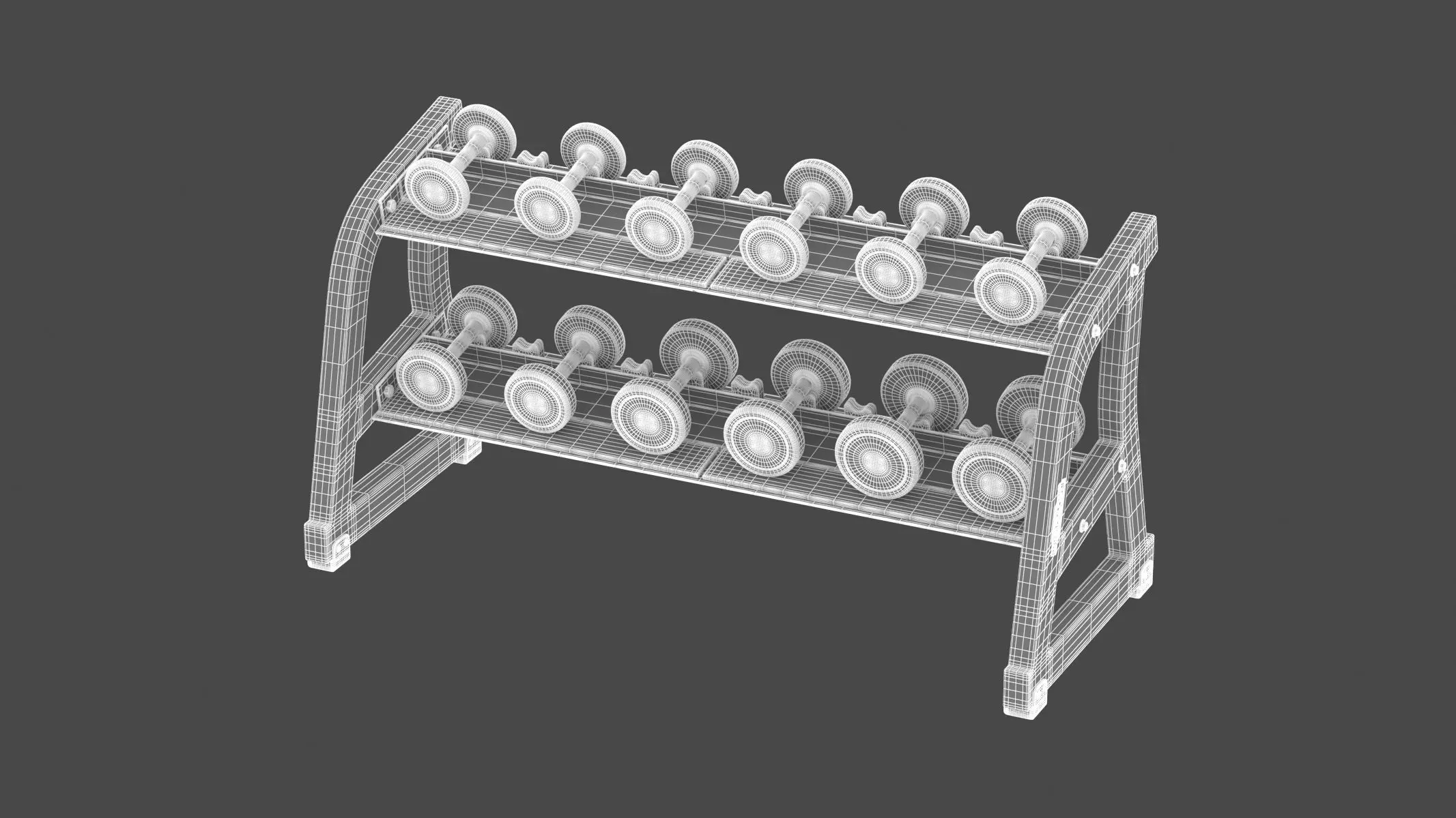 Technogym Two Tier Dumbbell Rack 6 Pairs 3D model_2