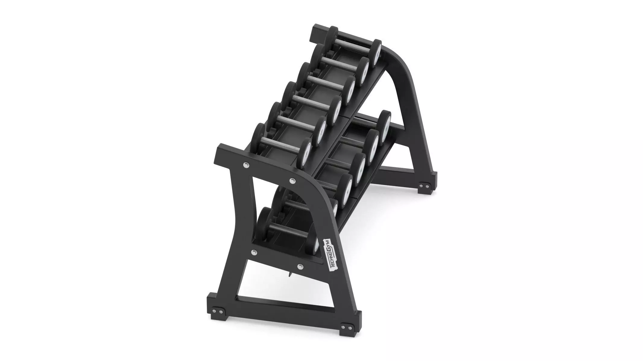 Technogym Two Tier Dumbbell Rack 6 Pairs 3D model_3