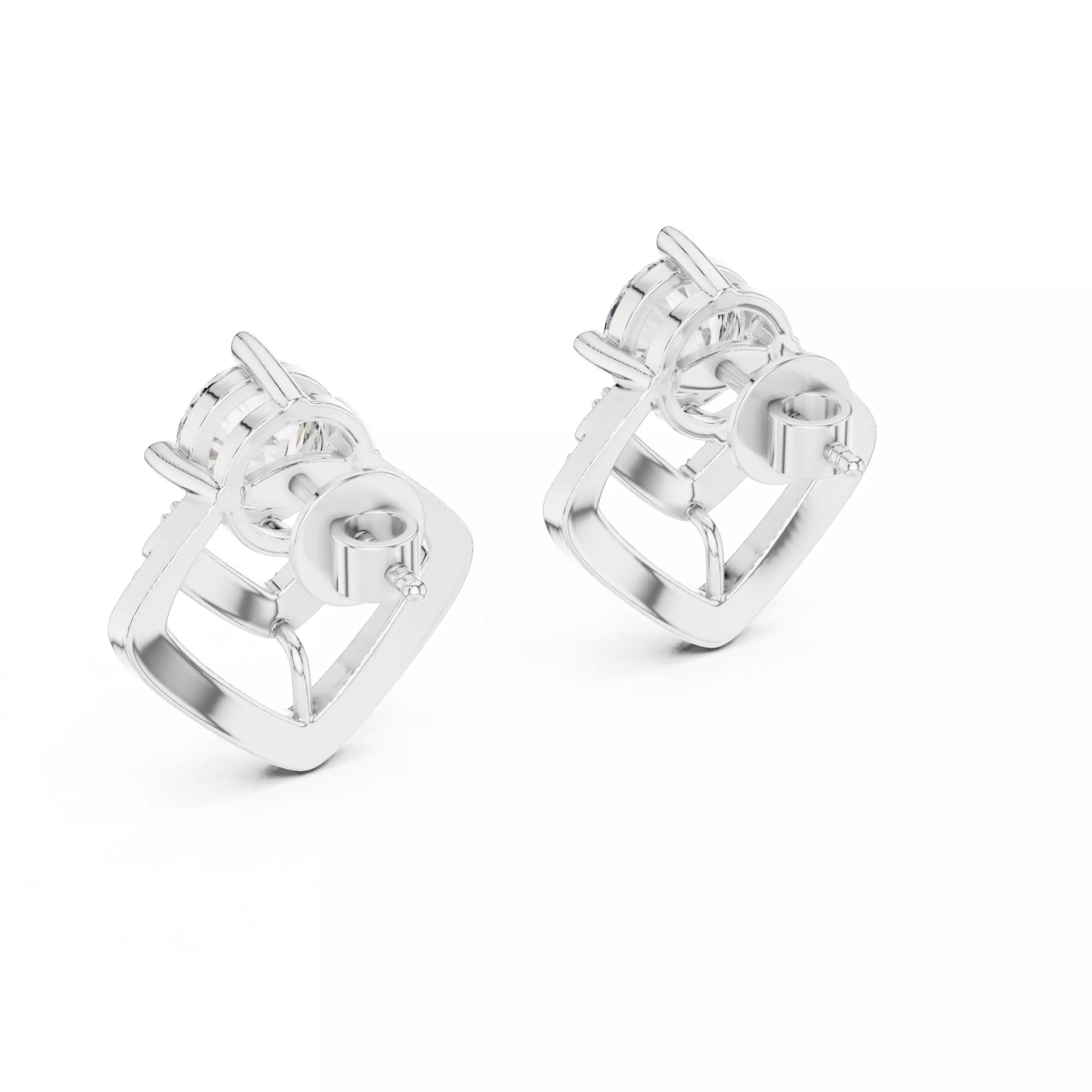 Round Cut Diamond Fancy Earring 3DM STL Video 3D print model_8