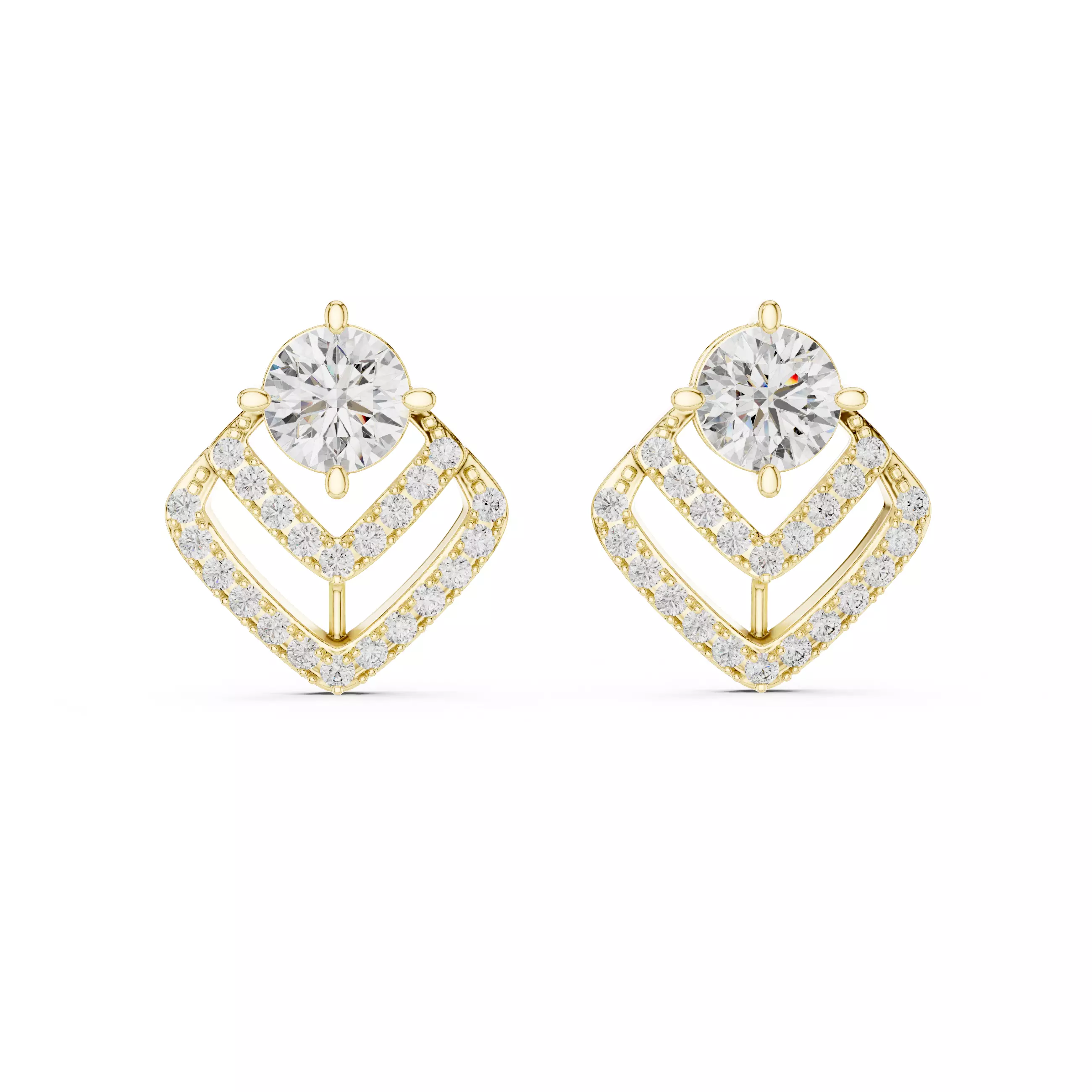 Round Cut Diamond Fancy Earring 3DM STL Video 3D print model_1