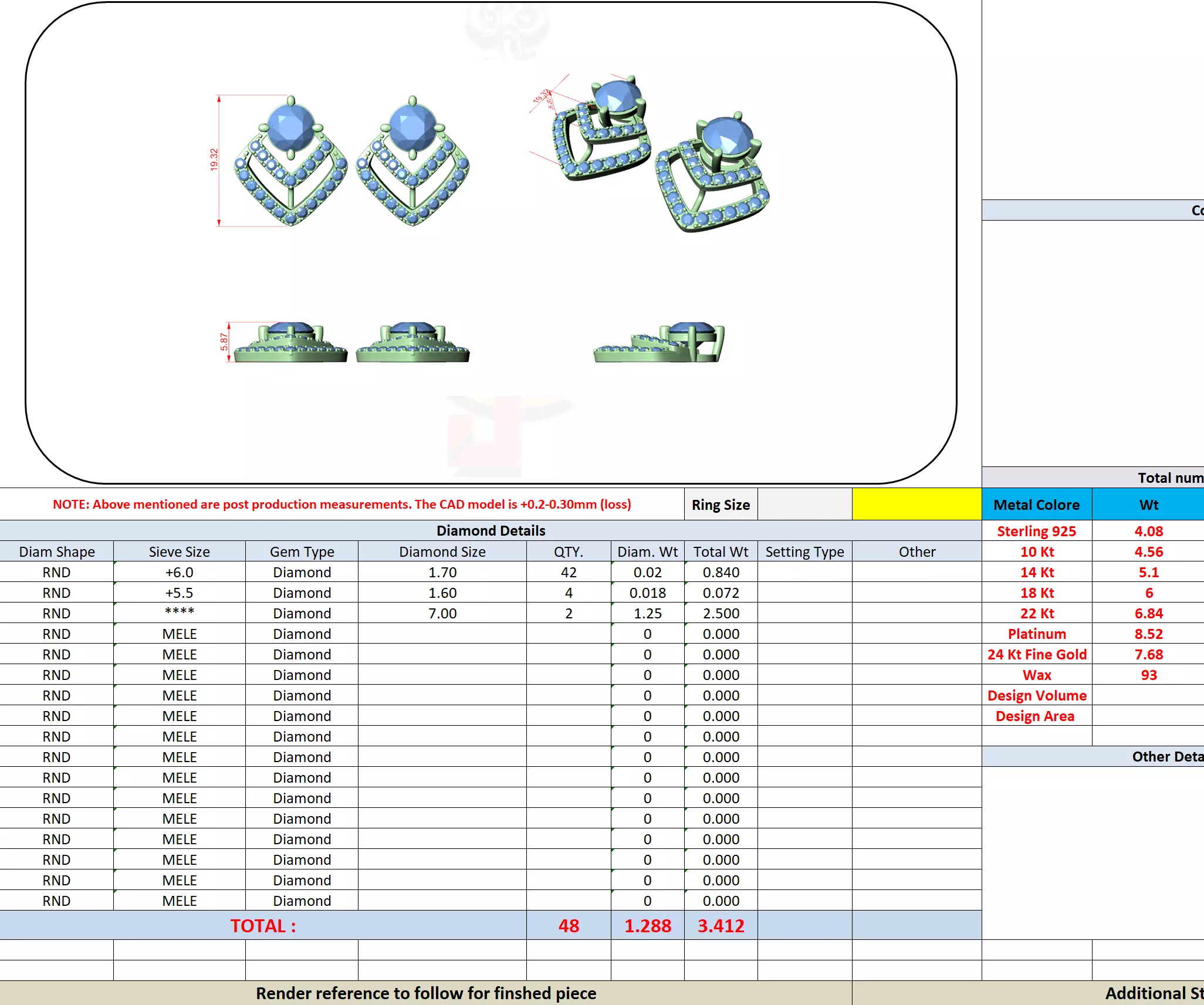 Round Cut Diamond Fancy Earring 3DM STL Video 3D print model_10