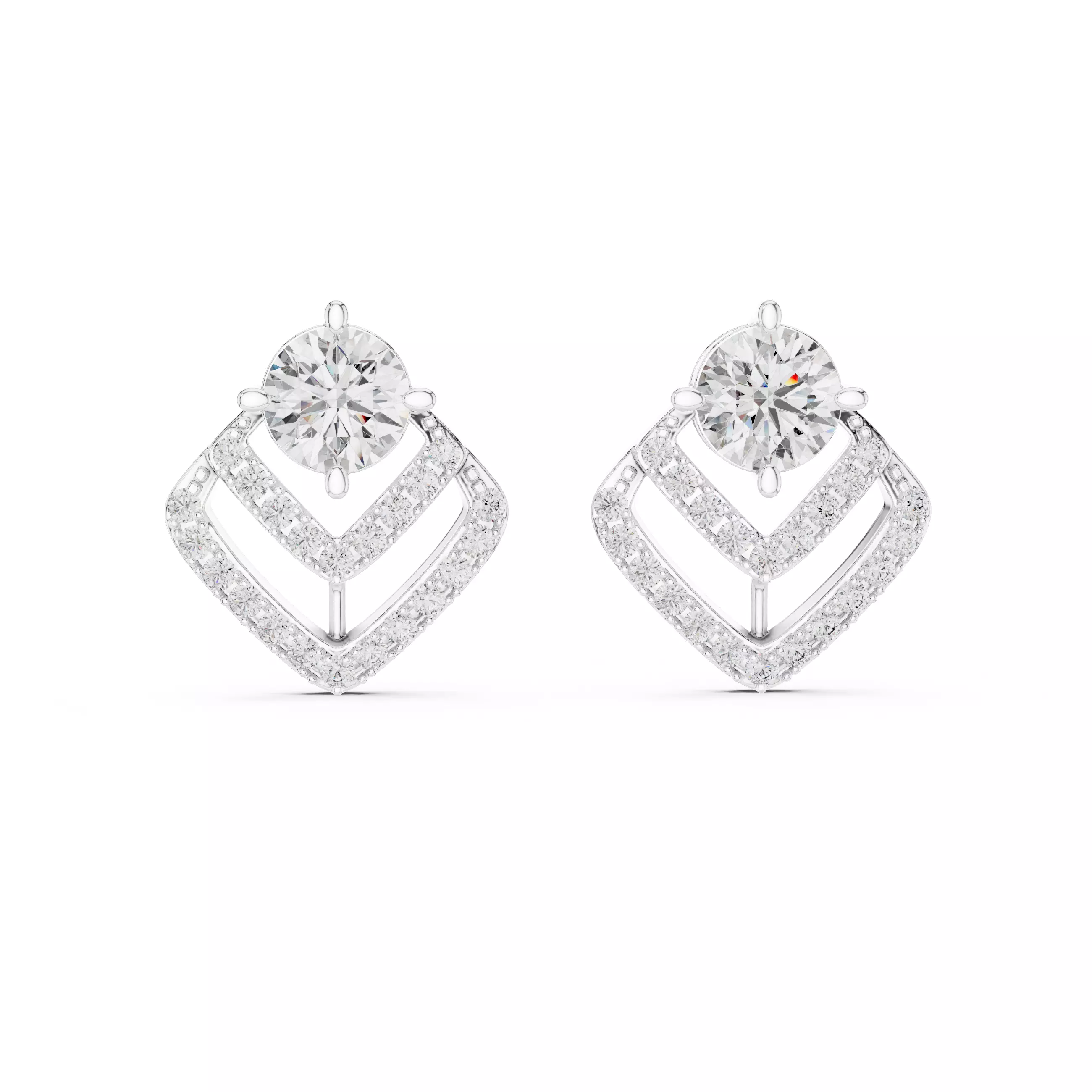 Round Cut Diamond Fancy Earring 3DM STL Video 3D print model_2