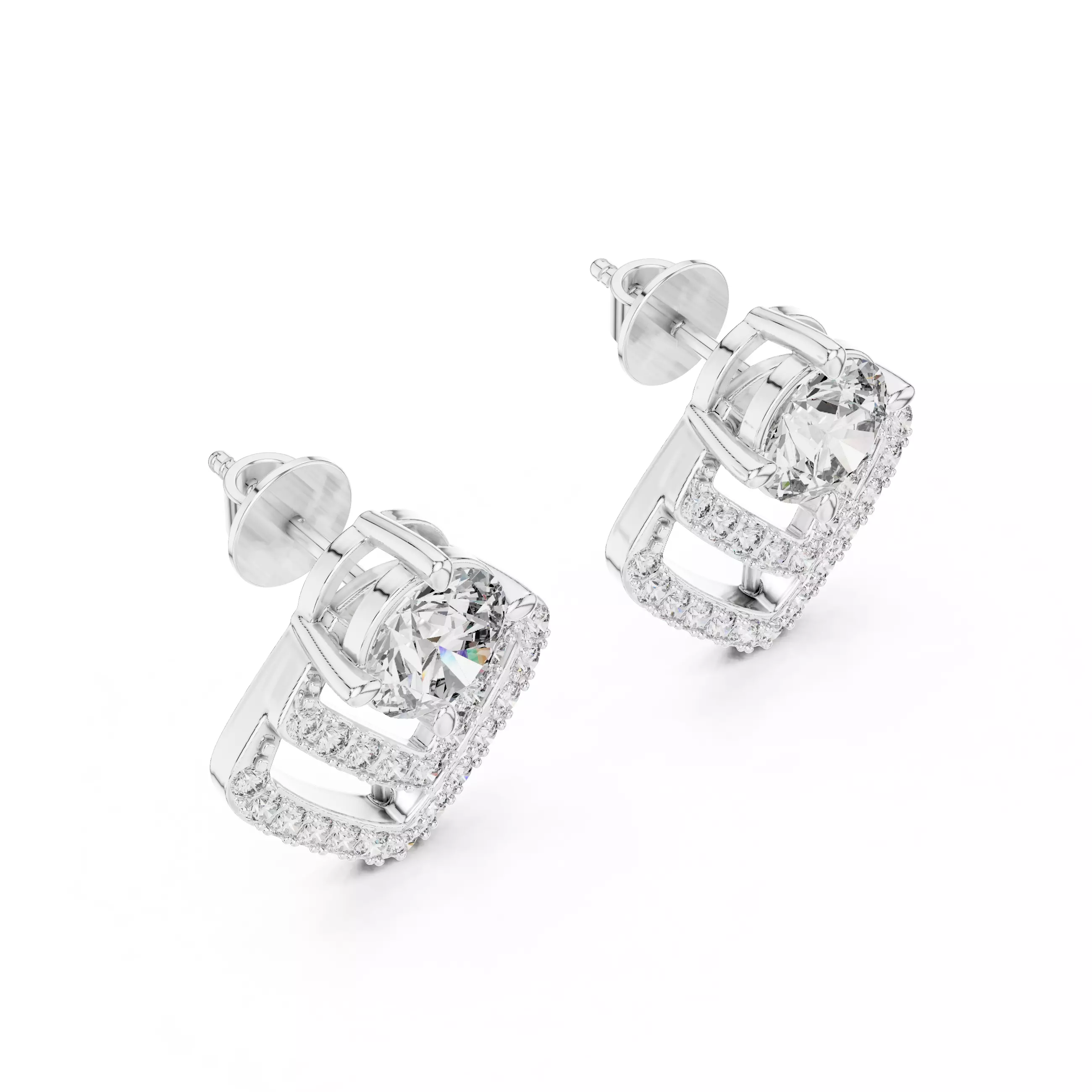 Round Cut Diamond Fancy Earring 3DM STL Video 3D print model_7