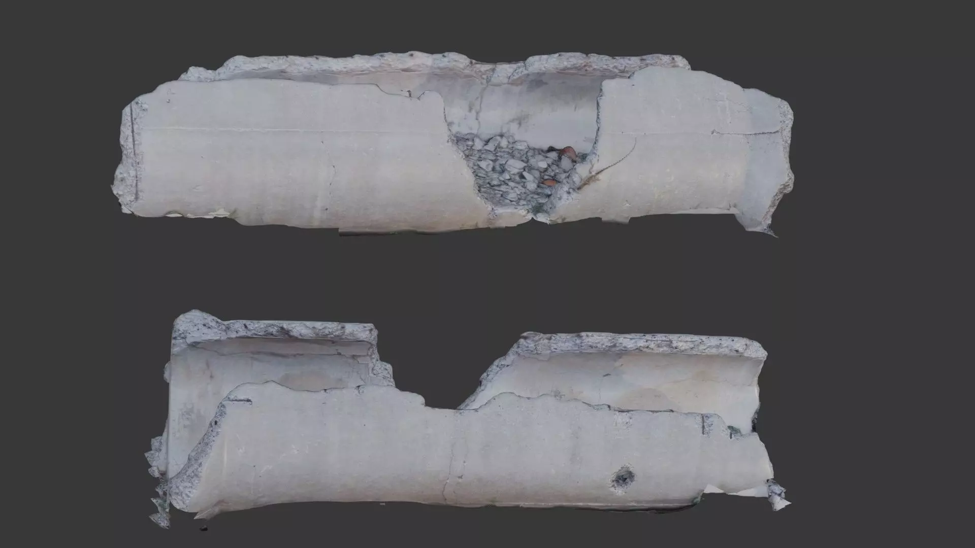 Damaged Concrete Pipe Scan Low-poly 3D model