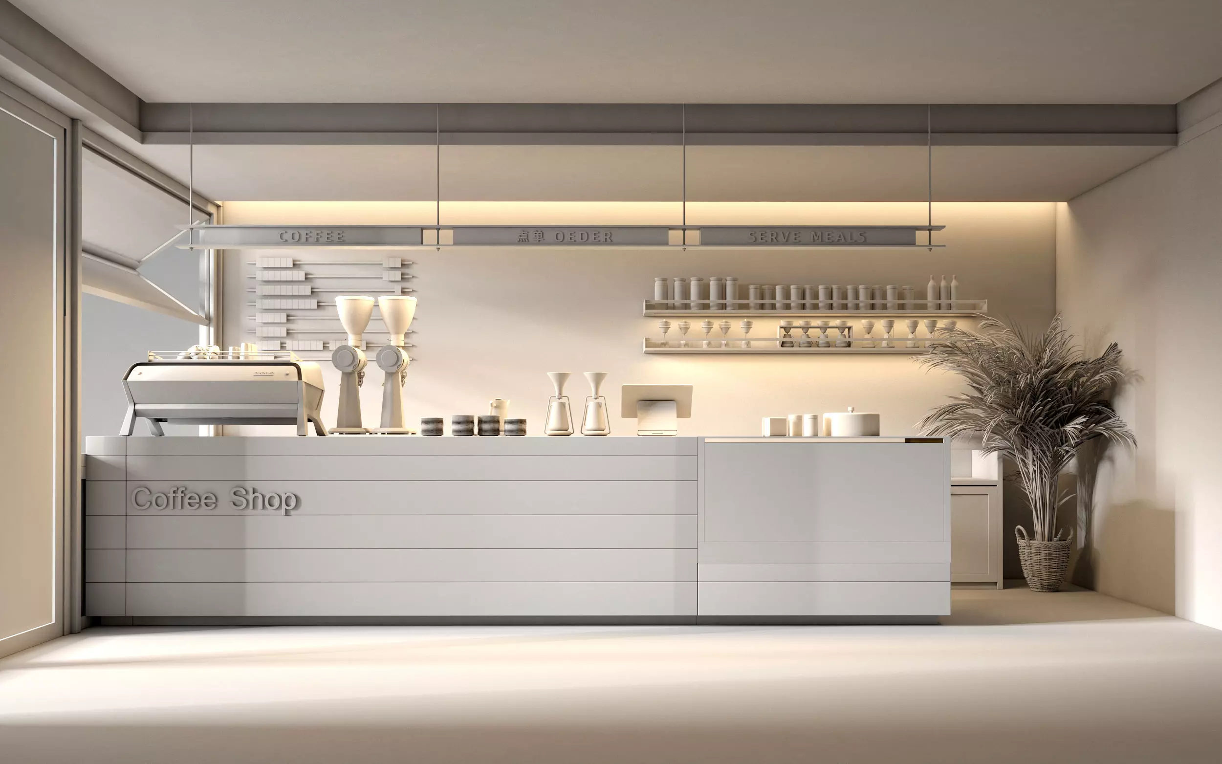 coffee shop Low-poly 3D model_3