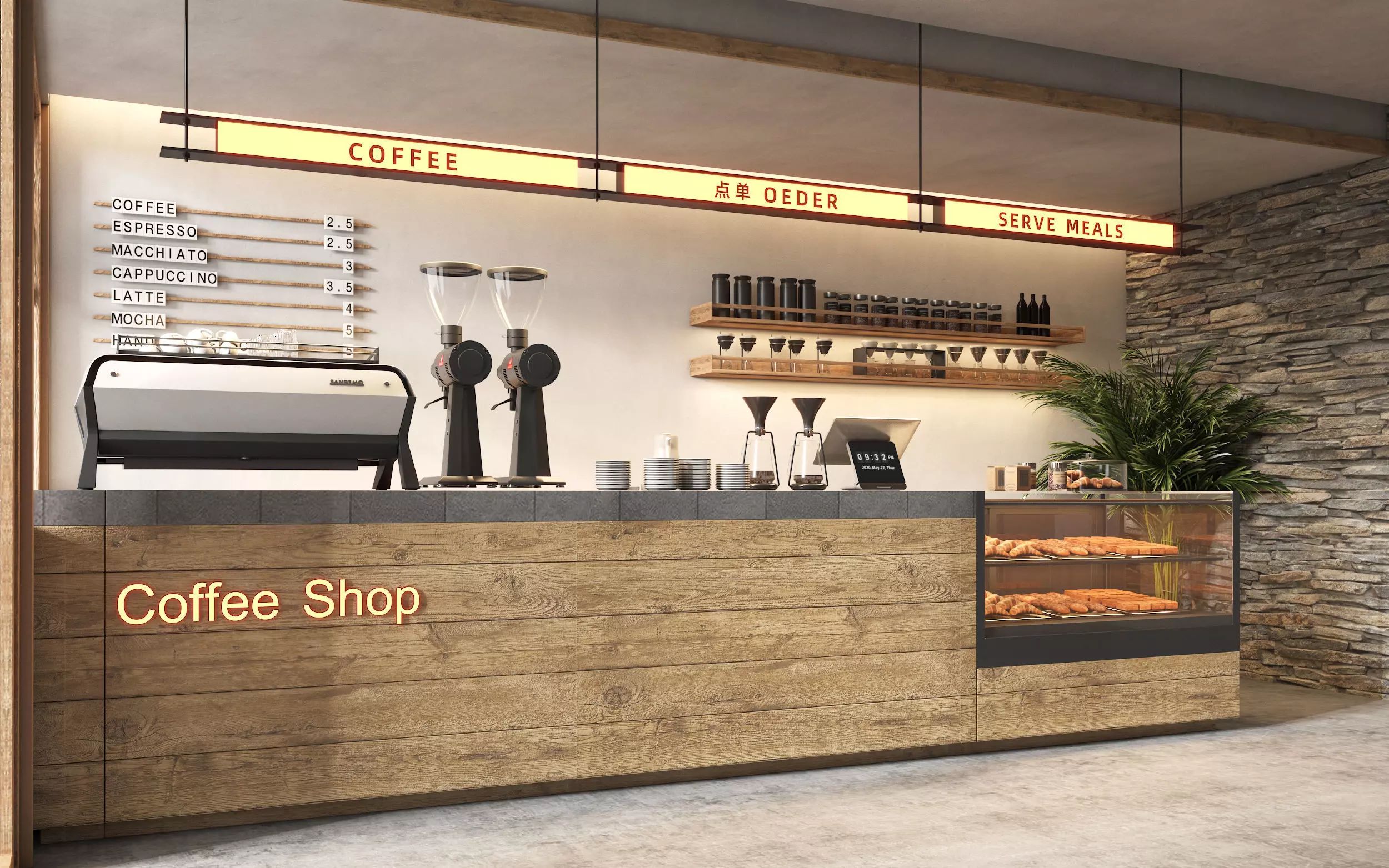 coffee shop Low-poly 3D model_2