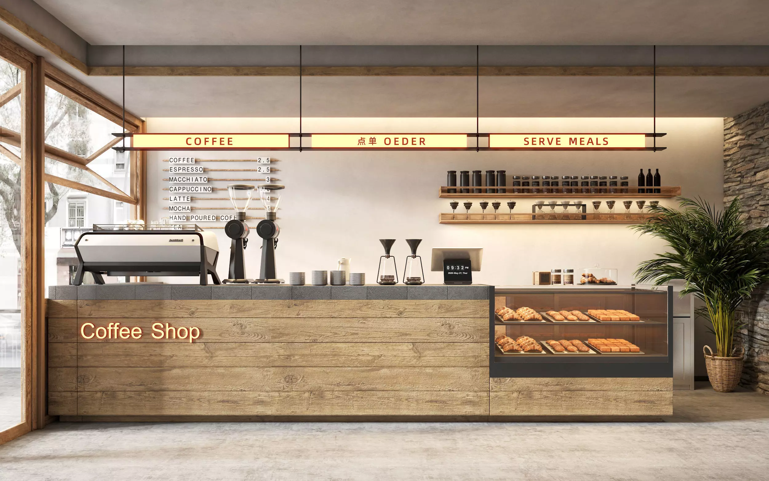 coffee shop Low-poly 3D model_0