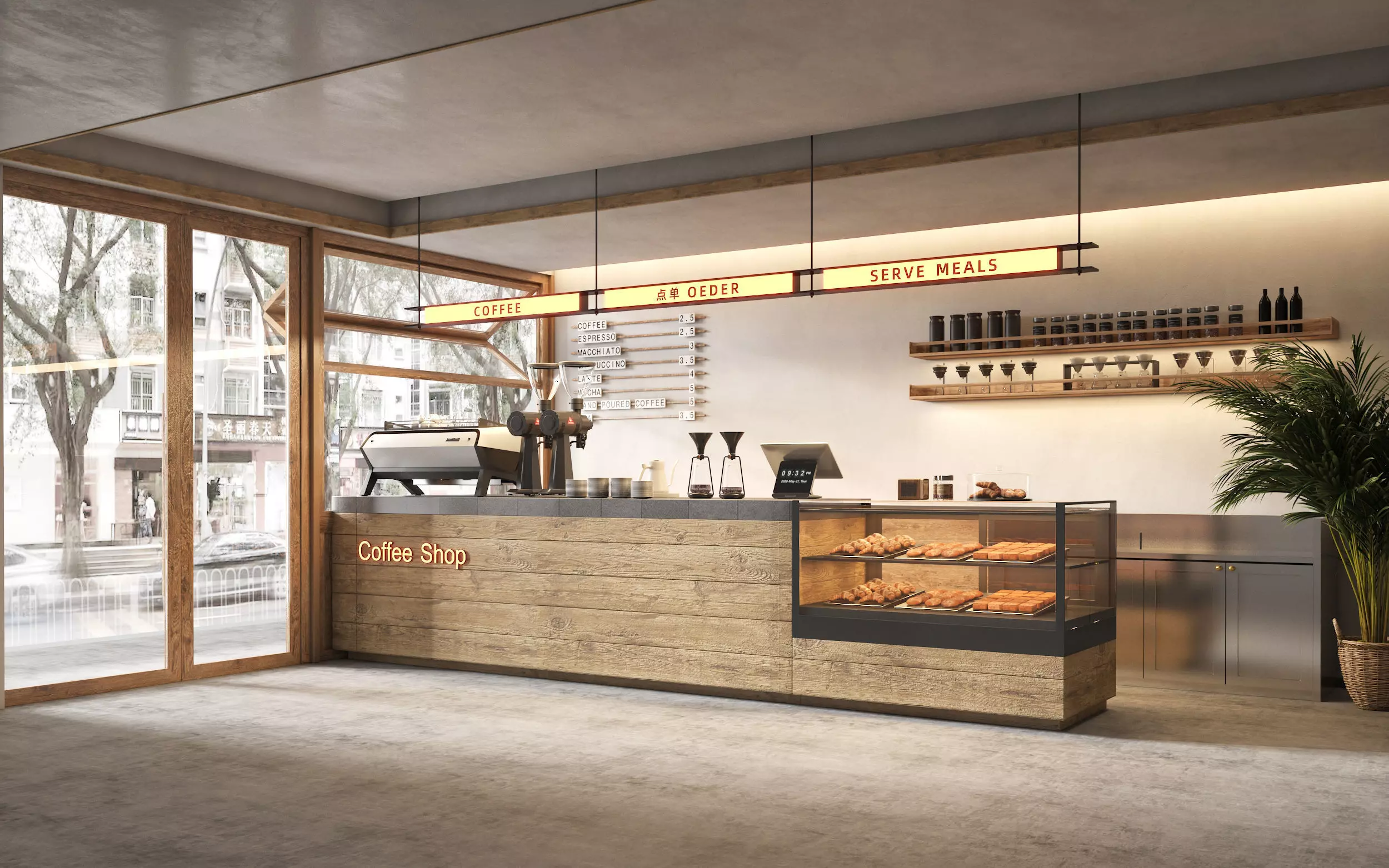 coffee shop Low-poly 3D model_1