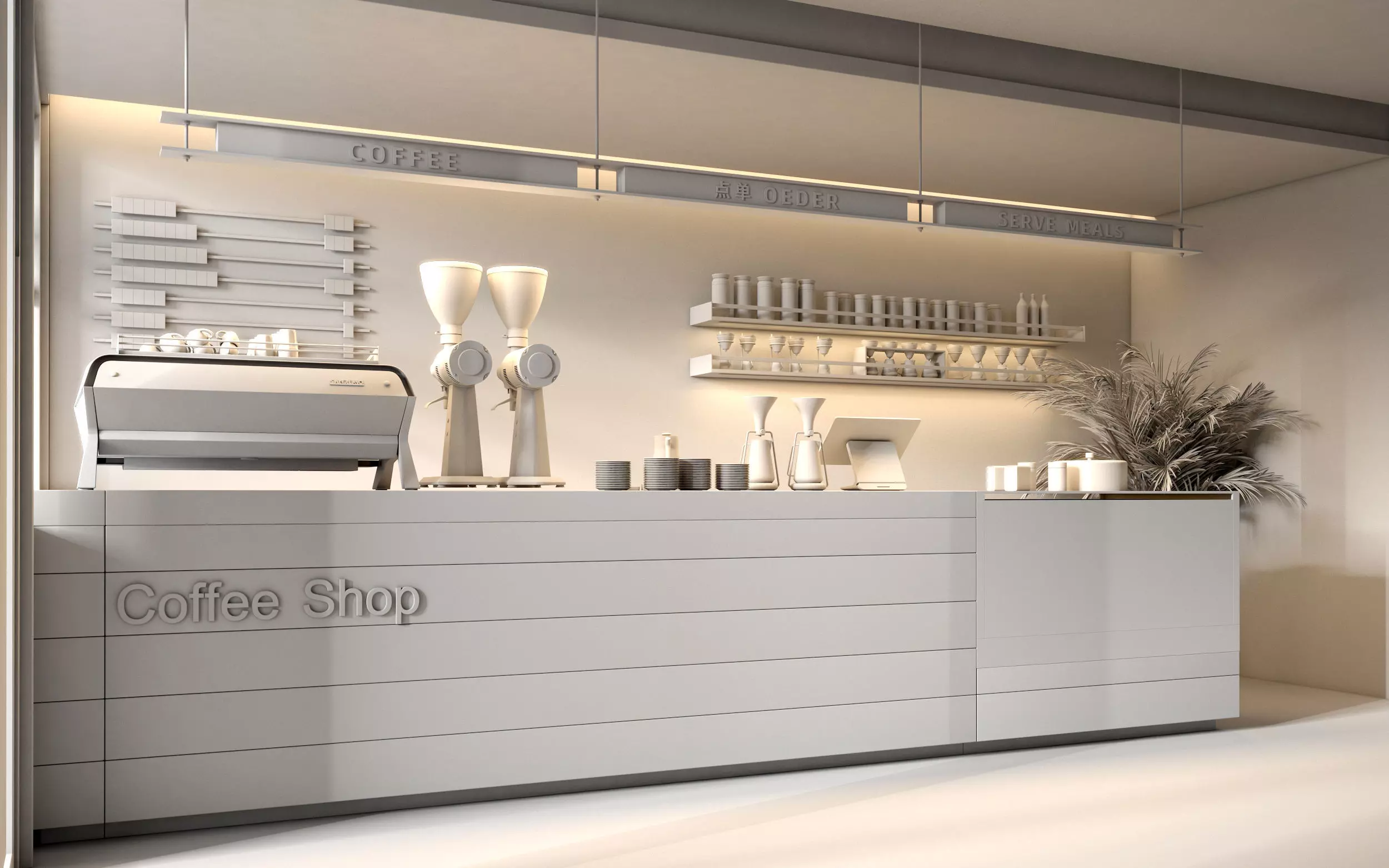 coffee shop Low-poly 3D model_4