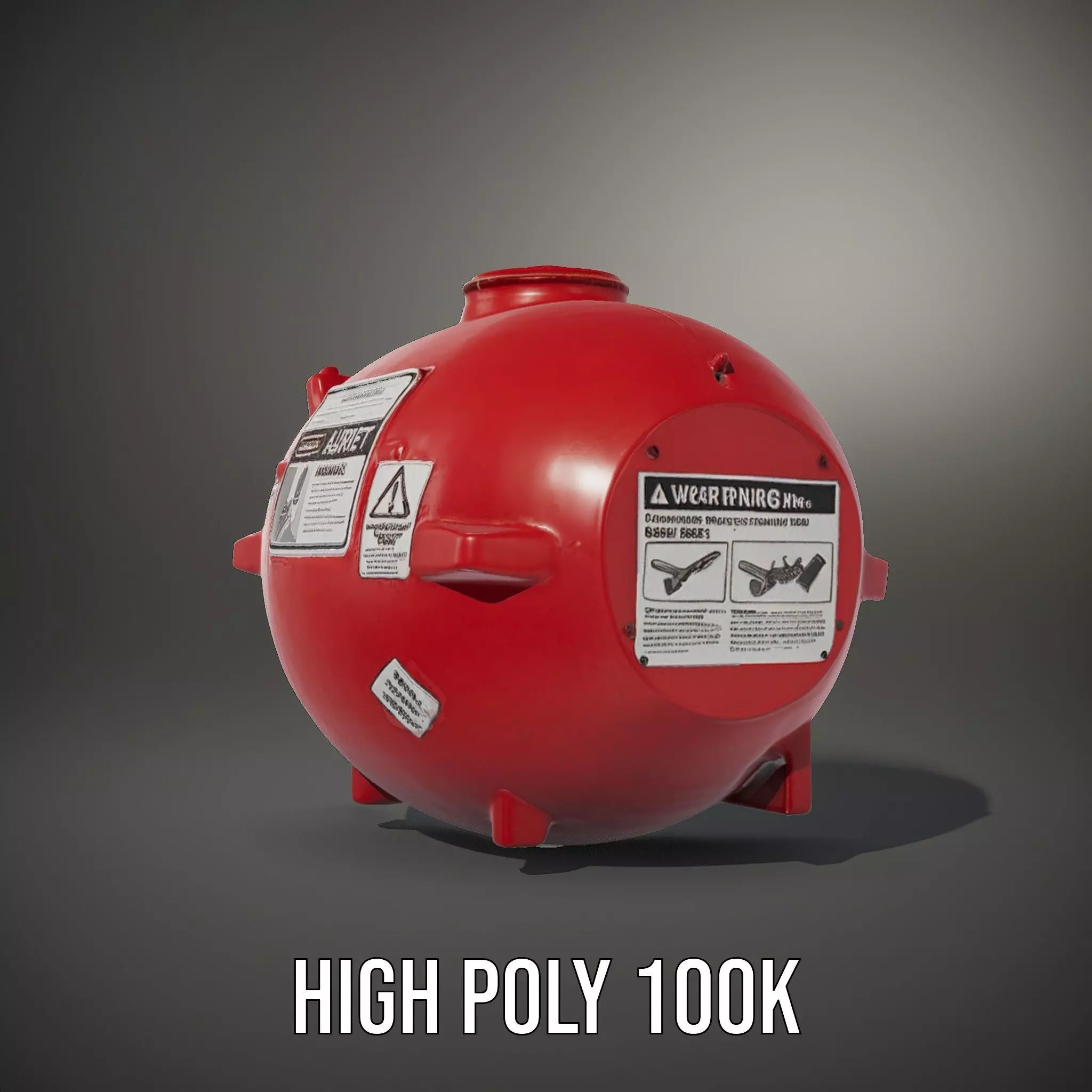 Red Fire Extinguisher Model Pack with Labels Low-poly 3D model_21