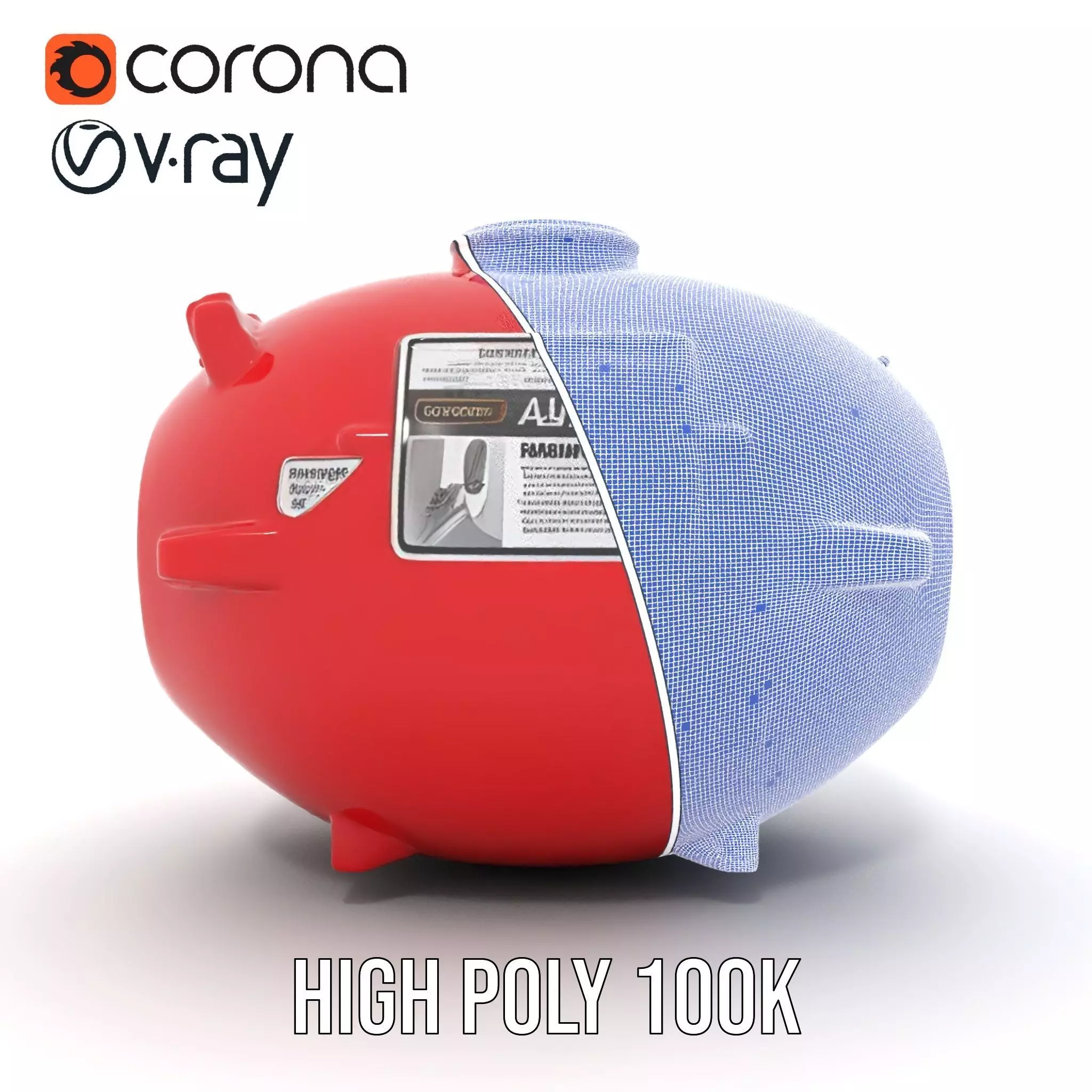 Red Fire Extinguisher Model Pack with Labels Low-poly 3D model_35