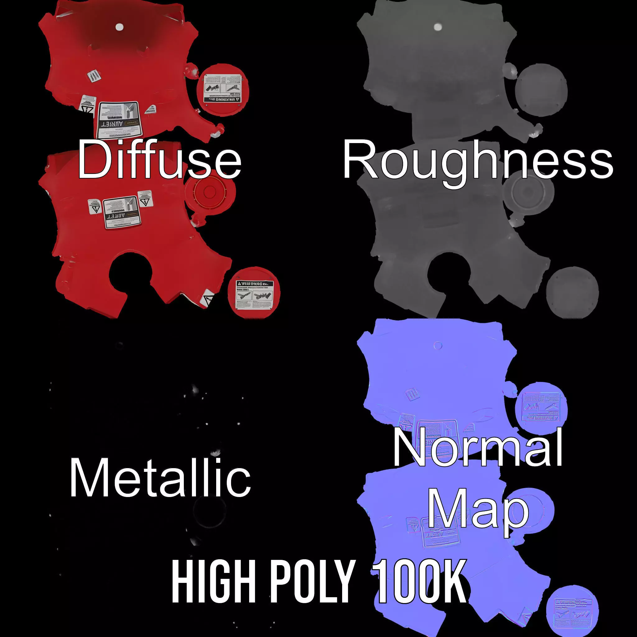 Red Fire Extinguisher Model Pack with Labels Low-poly 3D model_4