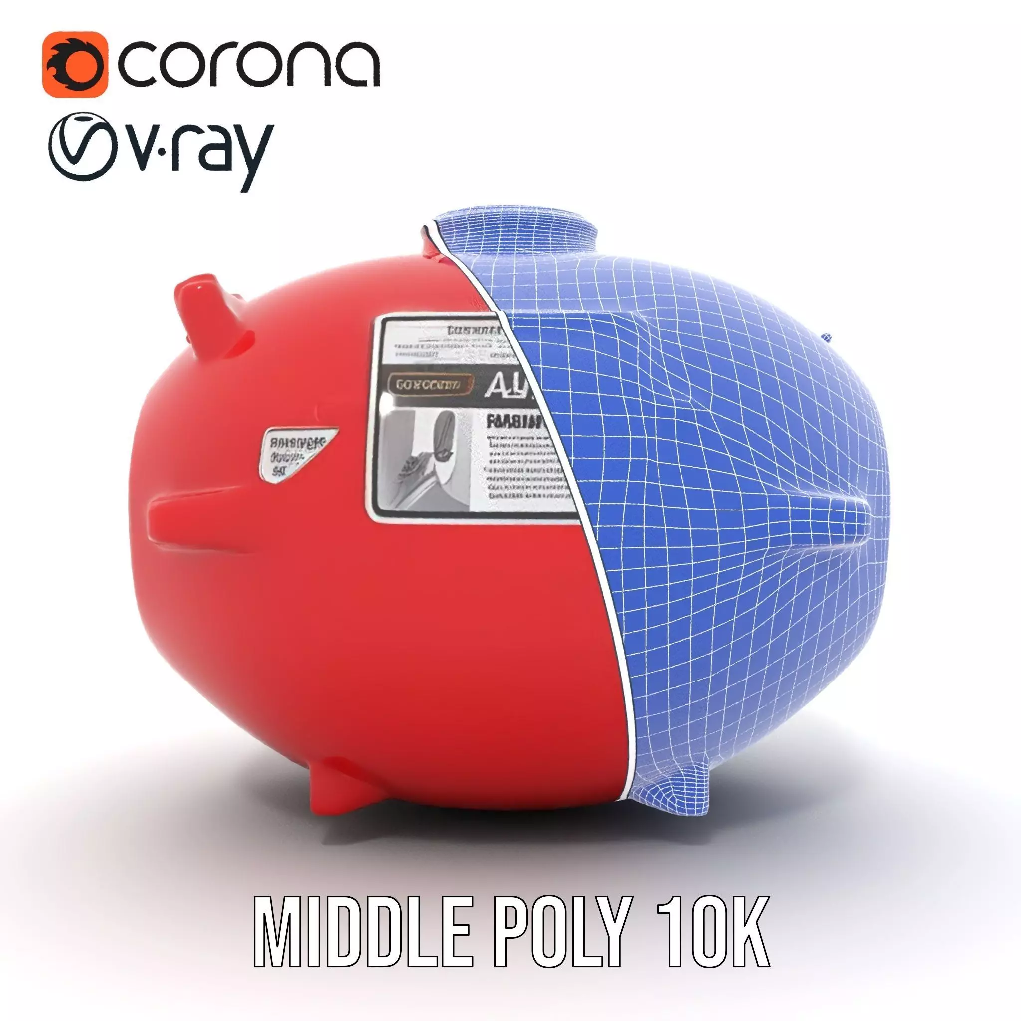 Red Fire Extinguisher Model Pack with Labels Low-poly 3D model_31