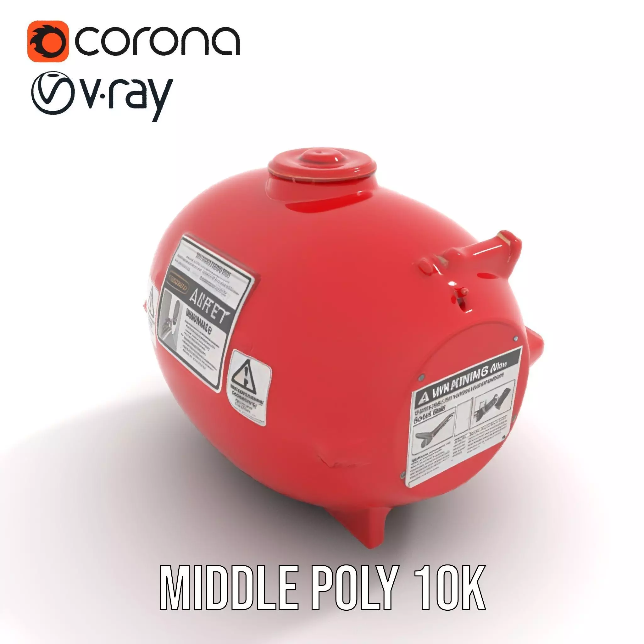 Red Fire Extinguisher Model Pack with Labels Low-poly 3D model_13