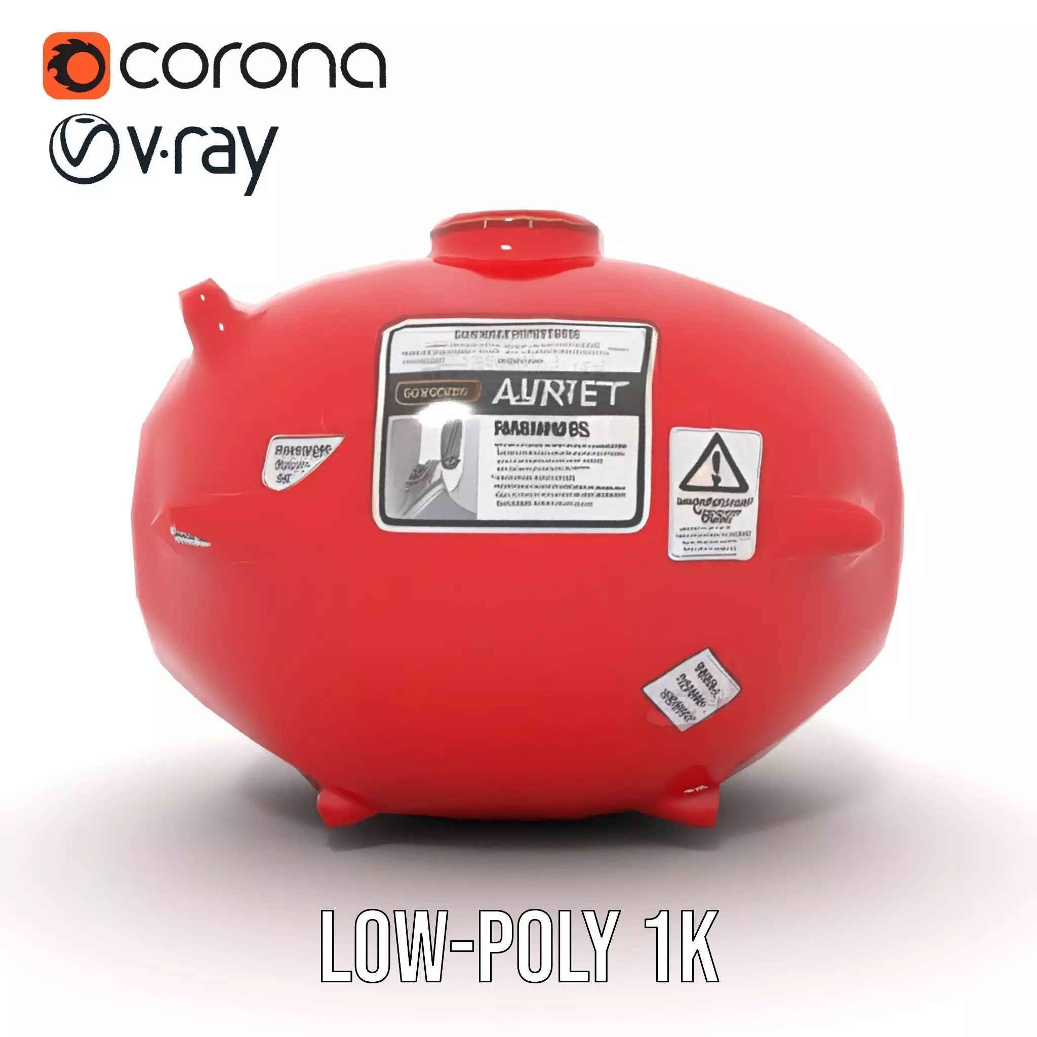 Red Fire Extinguisher Model Pack with Labels Low-poly 3D model_9