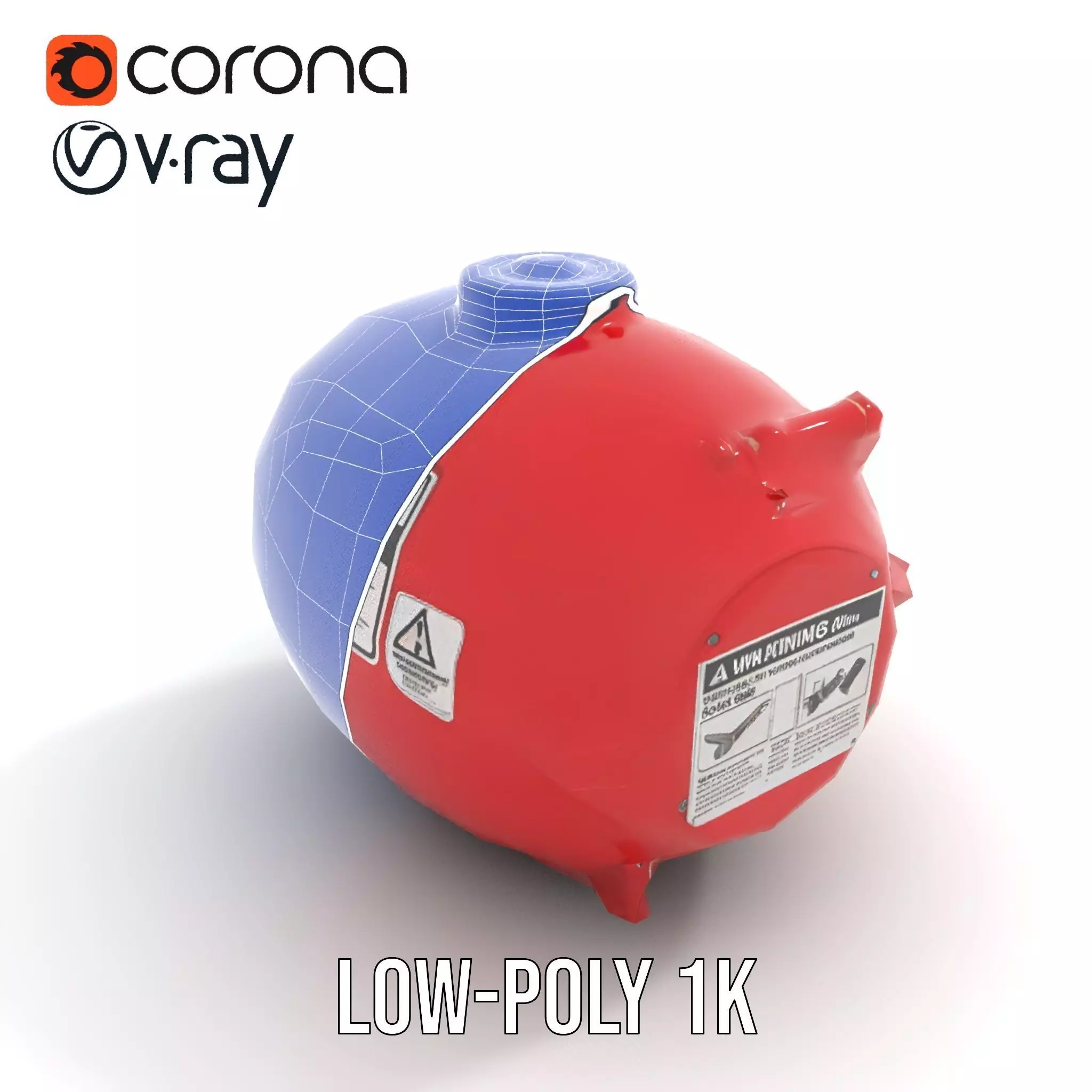 Red Fire Extinguisher Model Pack with Labels Low-poly 3D model_11