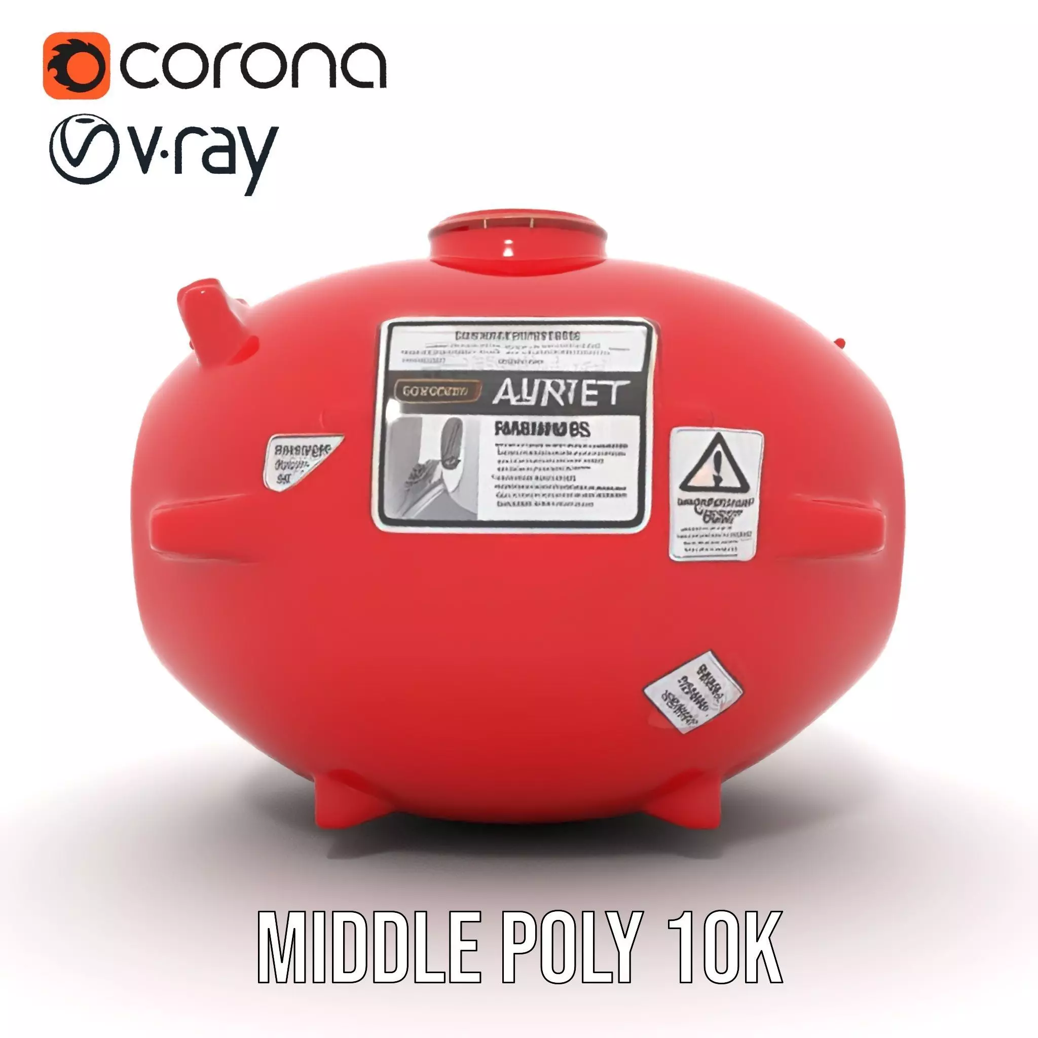 Red Fire Extinguisher Model Pack with Labels Low-poly 3D model_19