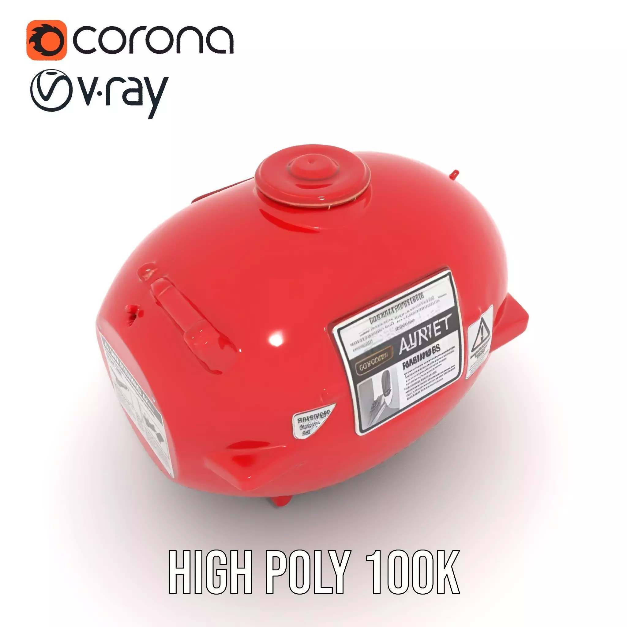 Red Fire Extinguisher Model Pack with Labels Low-poly 3D model_18