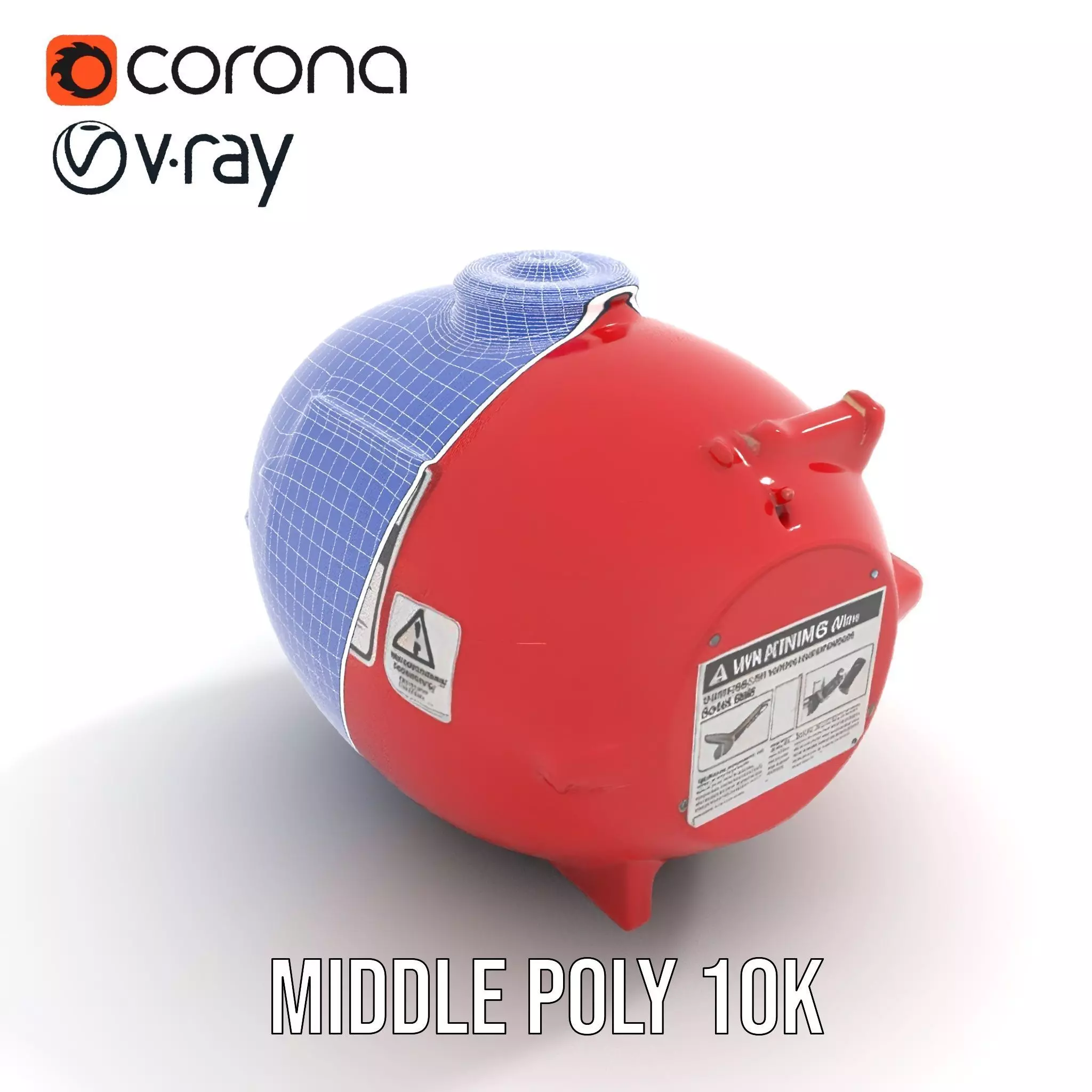 Red Fire Extinguisher Model Pack with Labels Low-poly 3D model_6