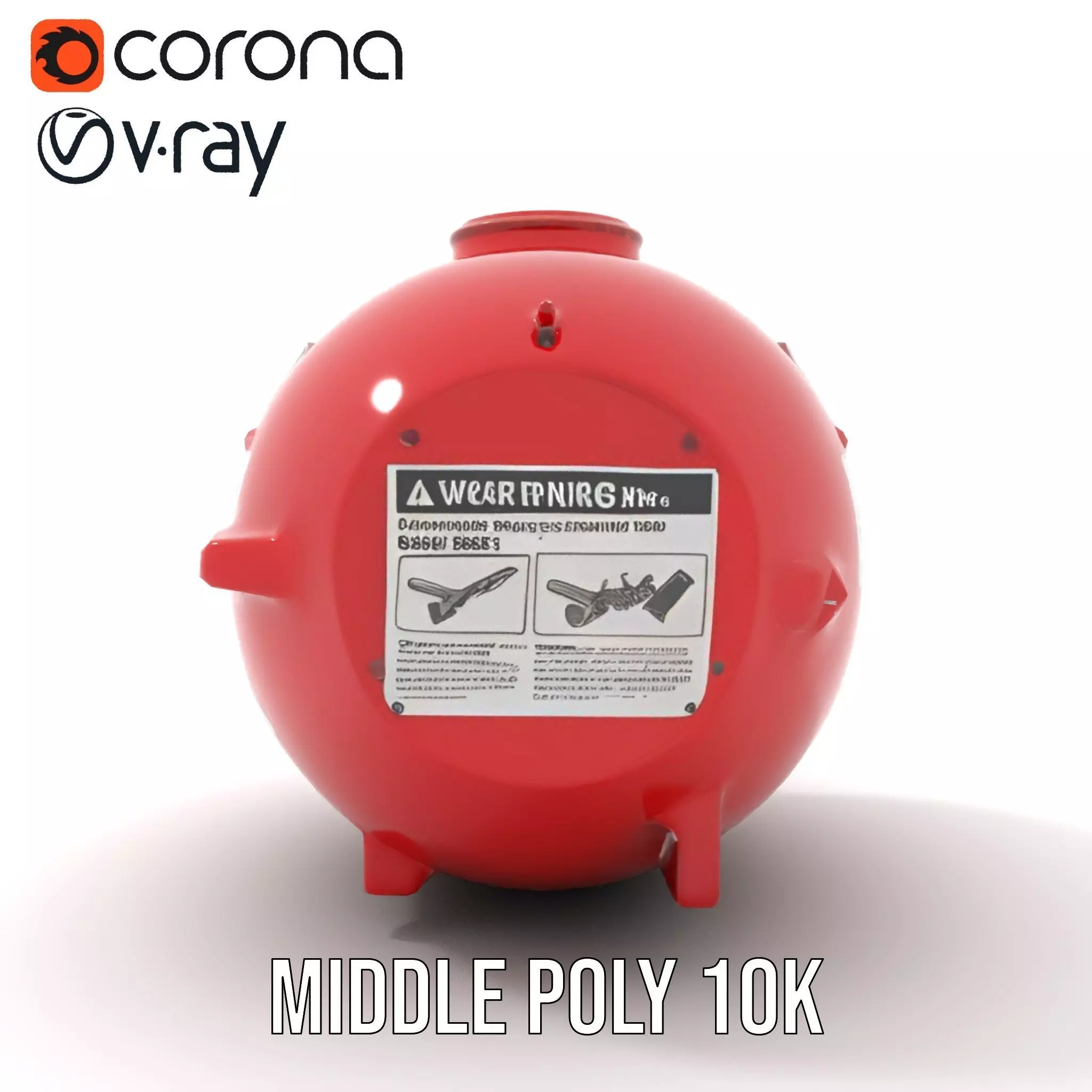 Red Fire Extinguisher Model Pack with Labels Low-poly 3D model_16