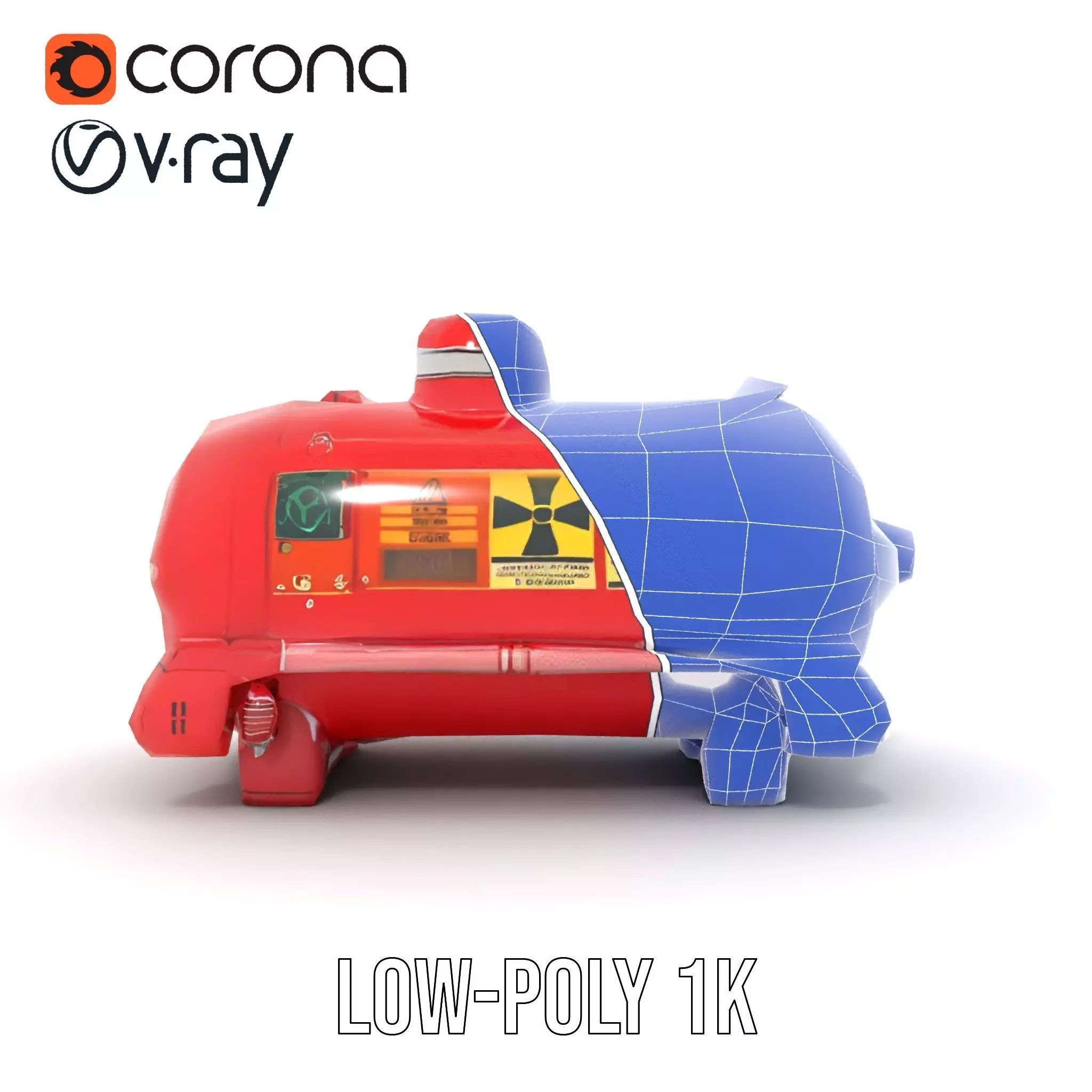 Industrial Red Chemical Tank Model Pack Low-poly 3D model_23