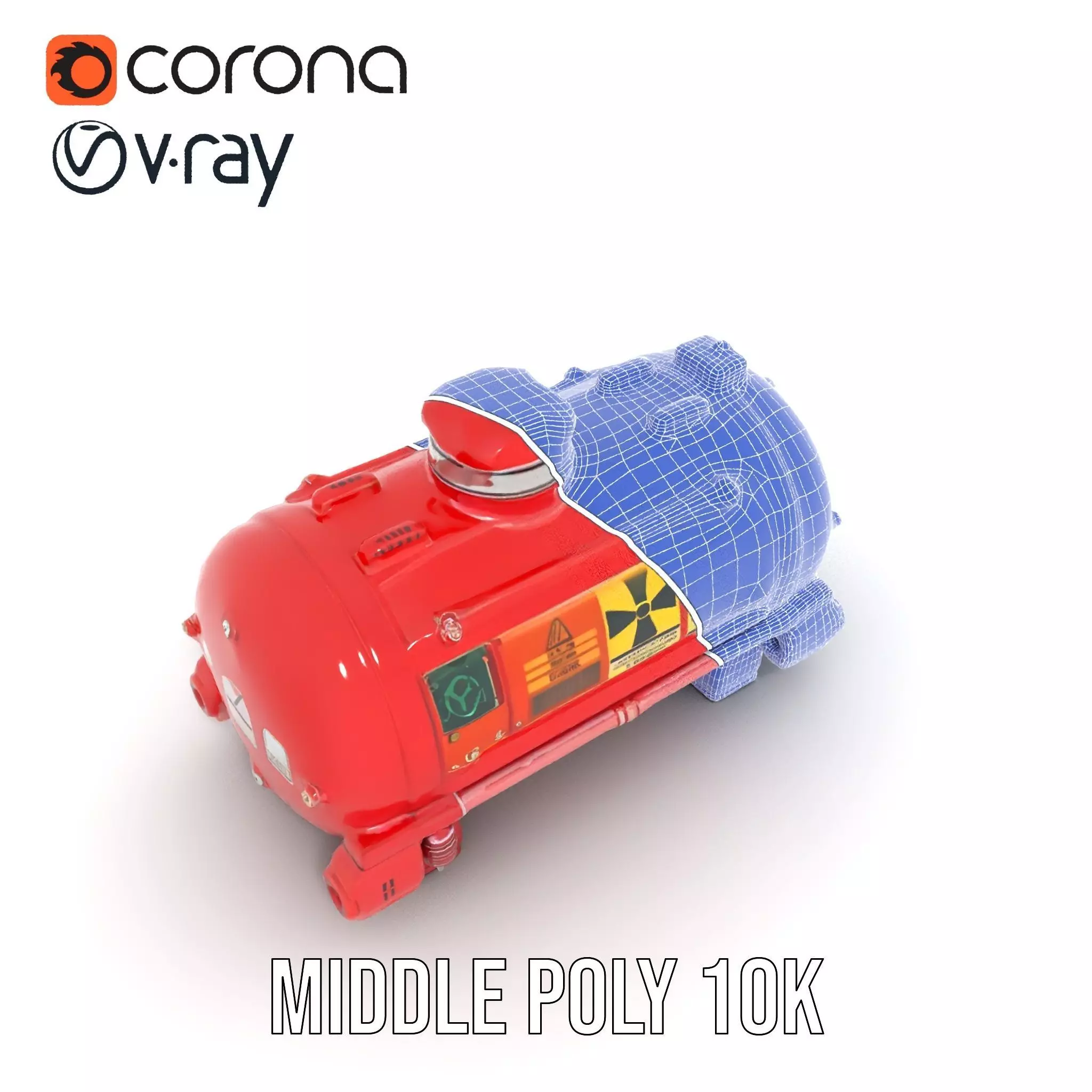 Industrial Red Chemical Tank Model Pack Low-poly 3D model_14