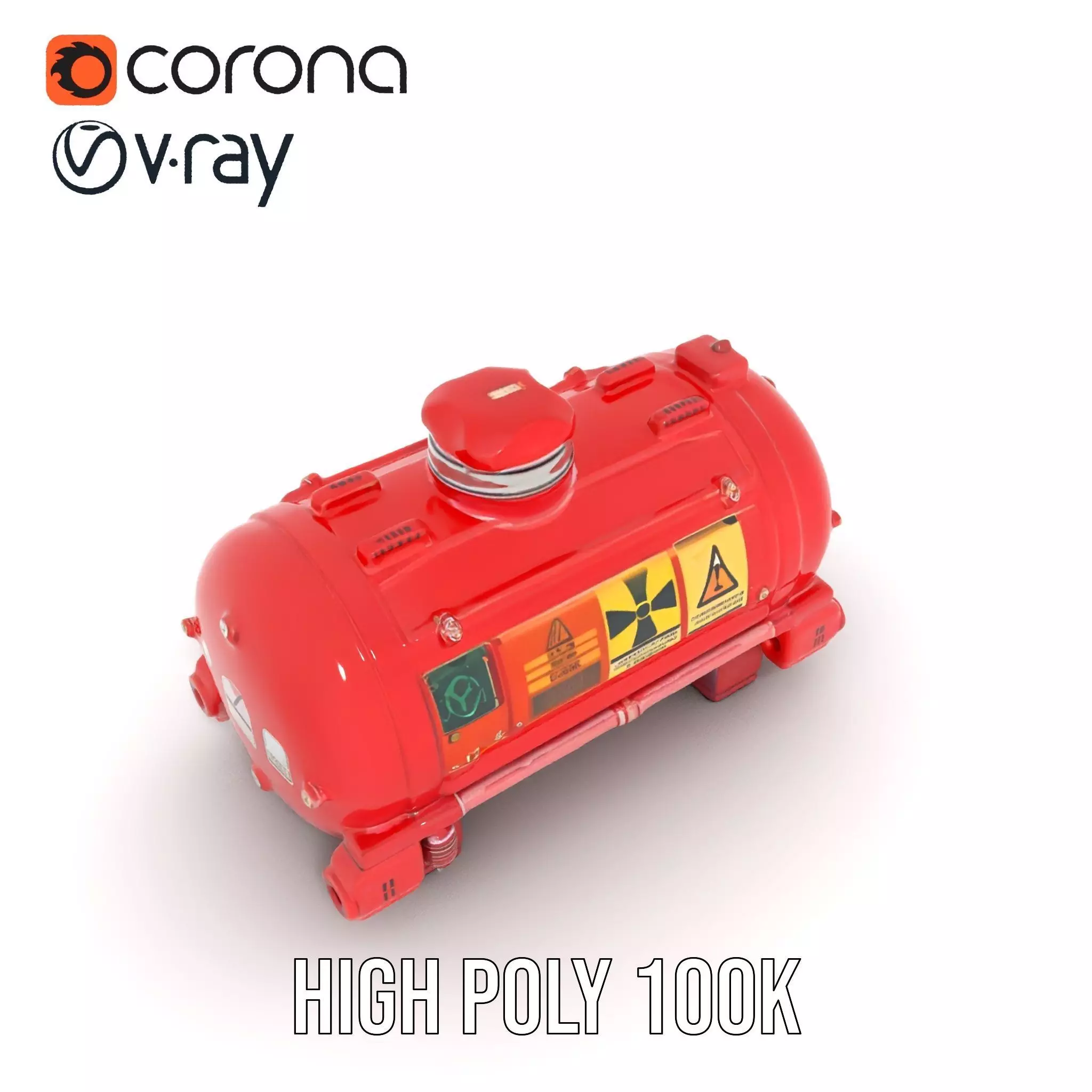 Industrial Red Chemical Tank Model Pack Low-poly 3D model_21