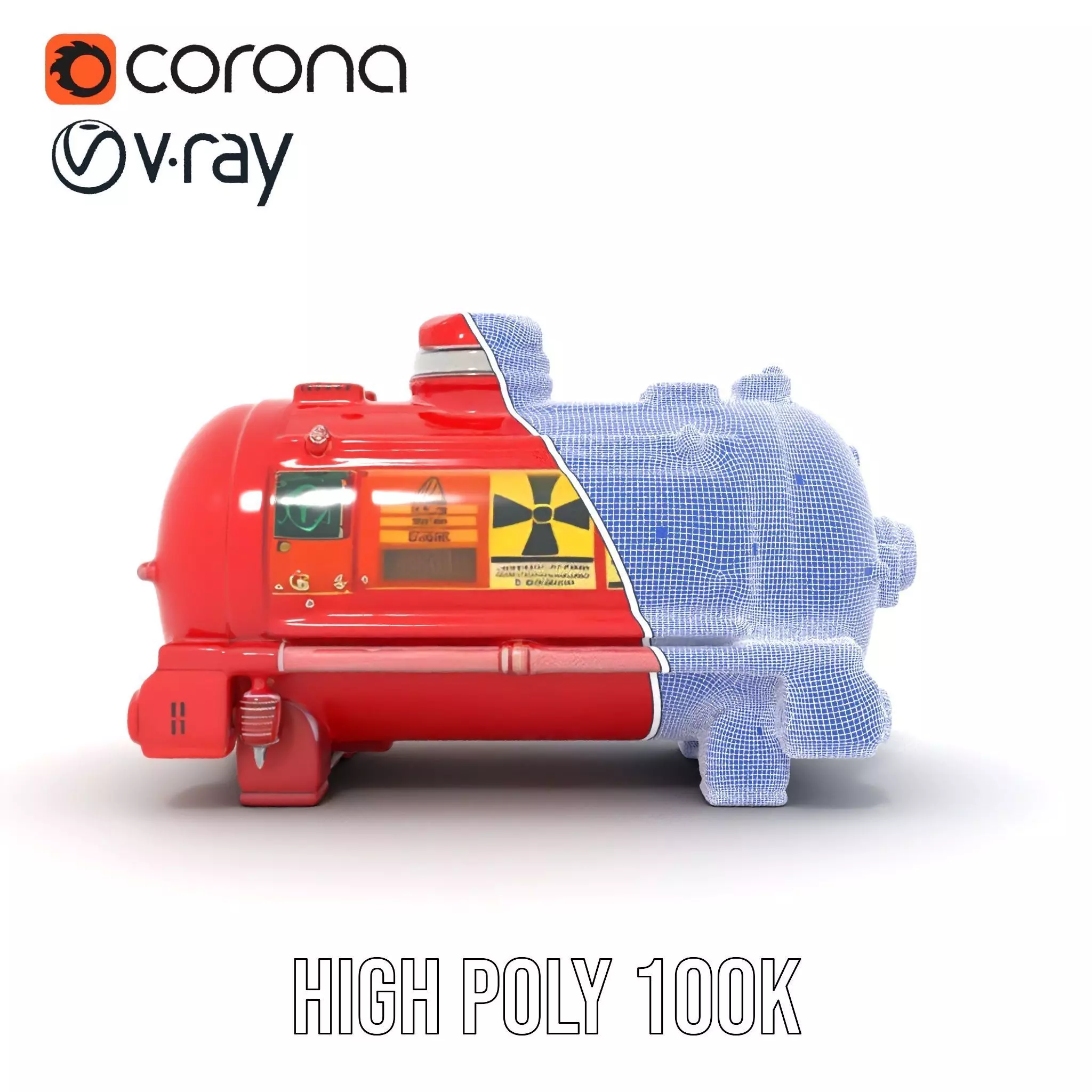 Industrial Red Chemical Tank Model Pack Low-poly 3D model_35